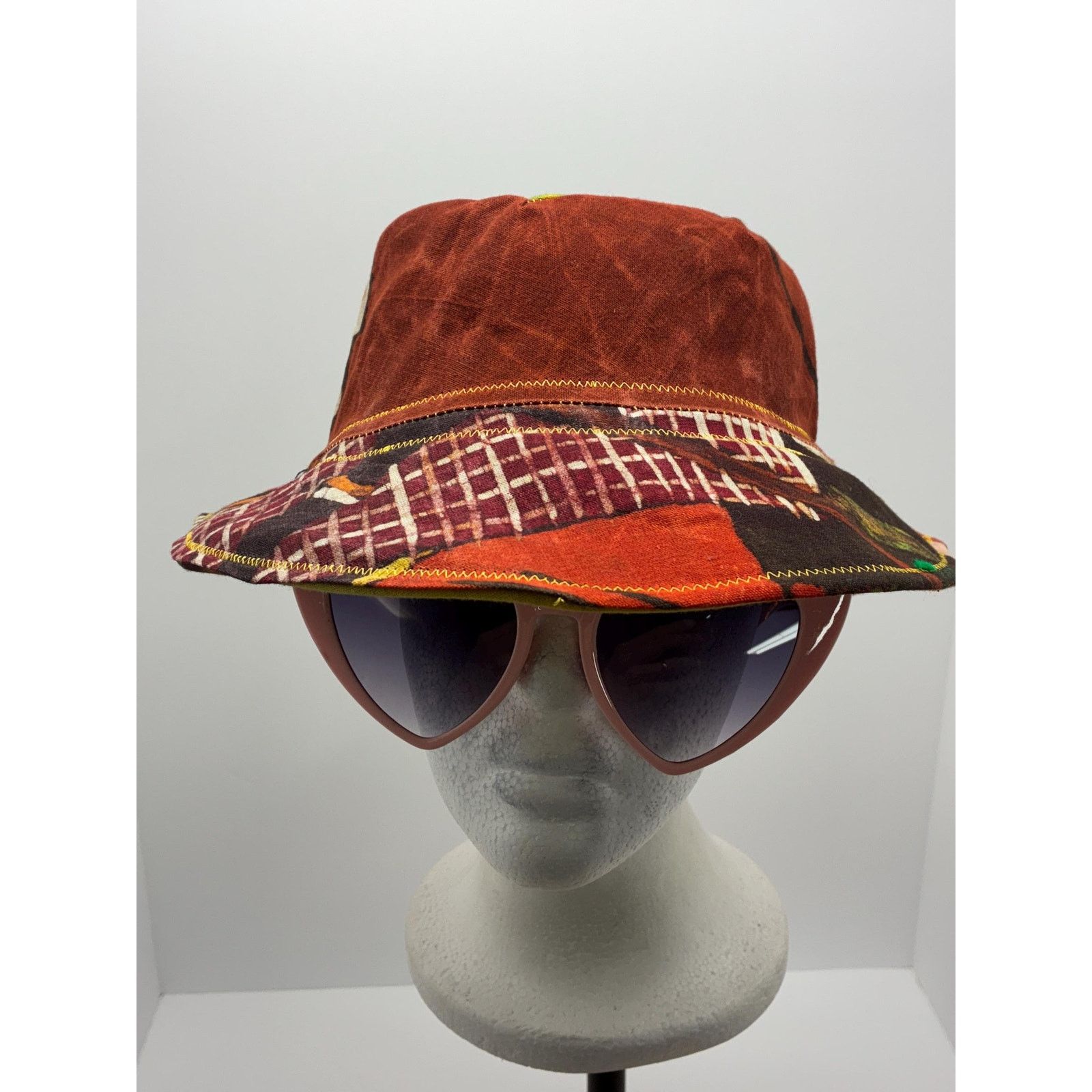 Other Waxed Cotton Bucket Hat Medium | Upcycled Painted Fabric Size ONE SIZE - 9 Thumbnail