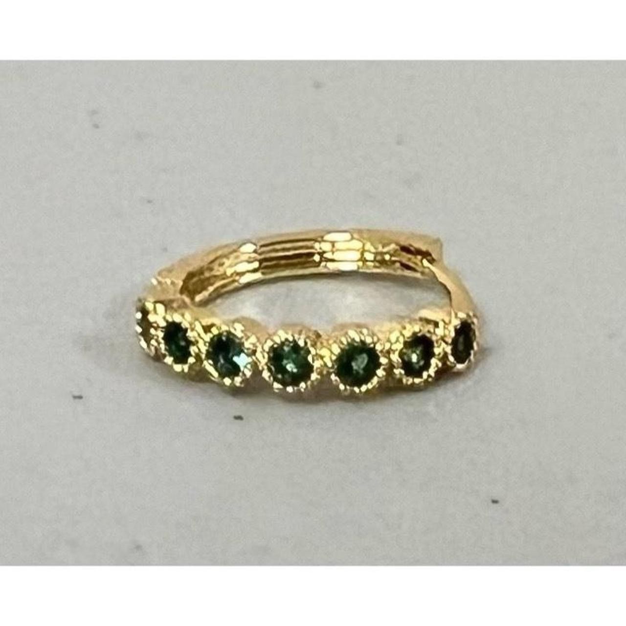 Japanese Brand × Jewelry × Vintage Gold Emerald Round Gemstone Body Earring Hoop Jewelry 💚✨ Size ONE SIZE - 1 Thumbnail
