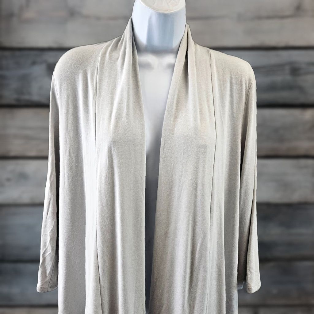 J. Jill J. Jill Cardigan Women Small Gray 3/4 Sleeve Open Front Rayon Blend Sweater Size S / US 4 / IT 40 - 1 Thumbnail
