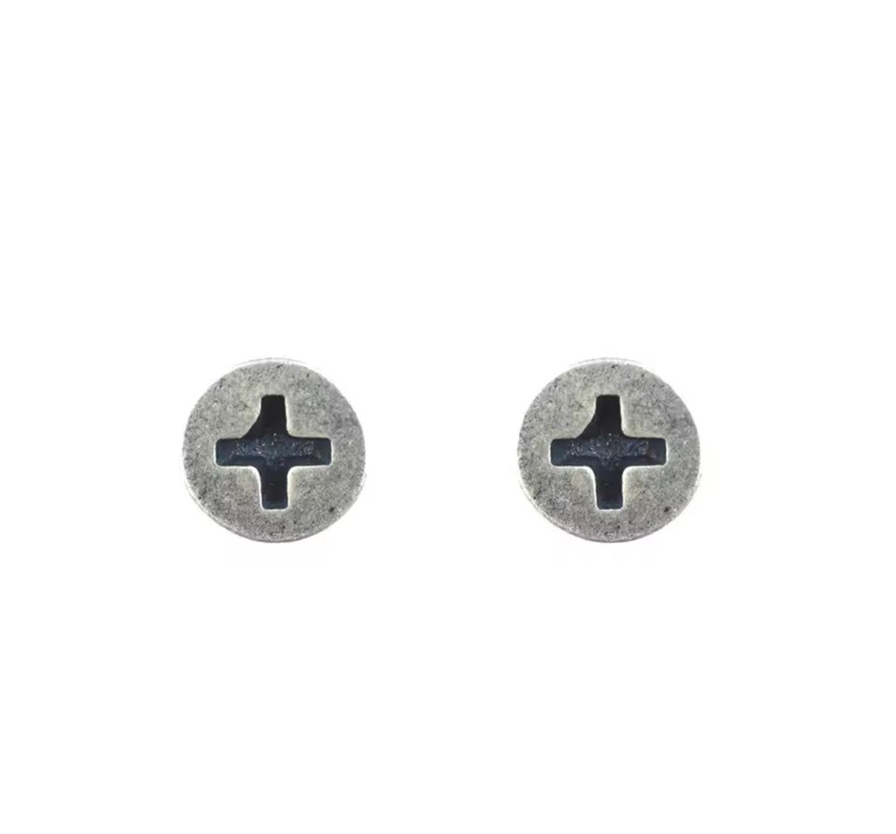 Sterling Silver 925 Sterling Silver Punk Hiphop Style Screw Stud Earrings Size ONE SIZE - 6 Thumbnail