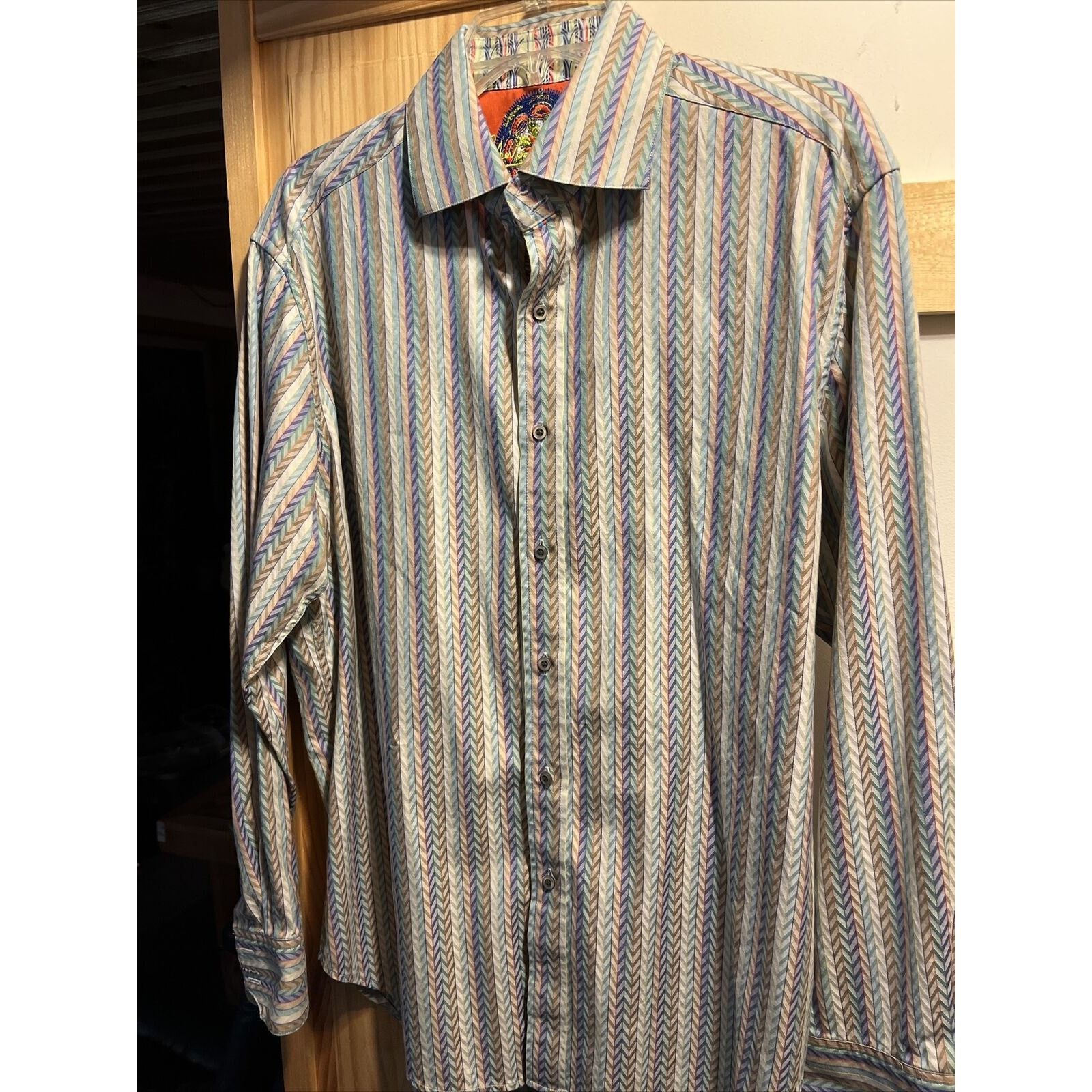 Robert Graham Robert Graham Men L Multicolor Stripe LS Button Cotton Shirt Size US L / EU 52-54 / 3 - 9 Thumbnail