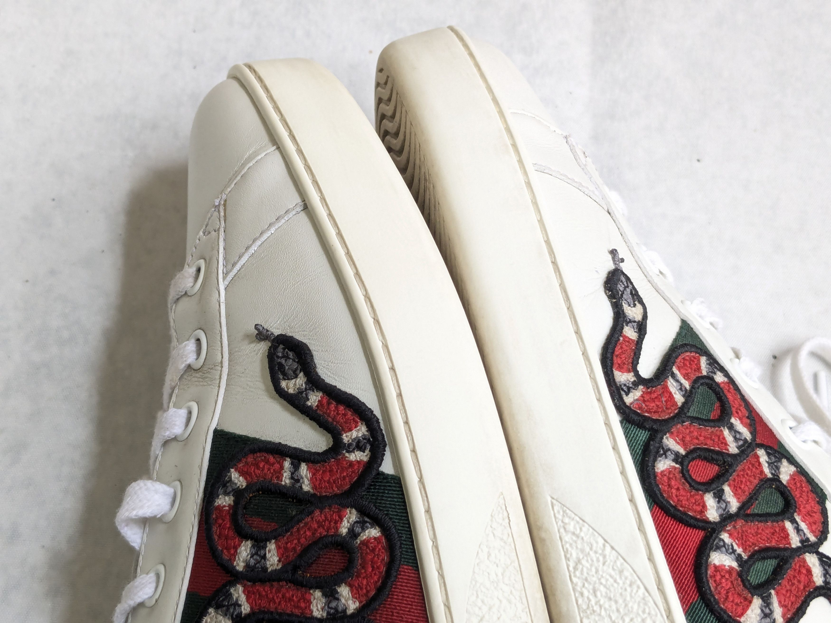 Gucci Gucci Ace Sneakers Snake 11.5 White Low Tops Leather Size US 11.5 / EU 44-45 - 6 Thumbnail
