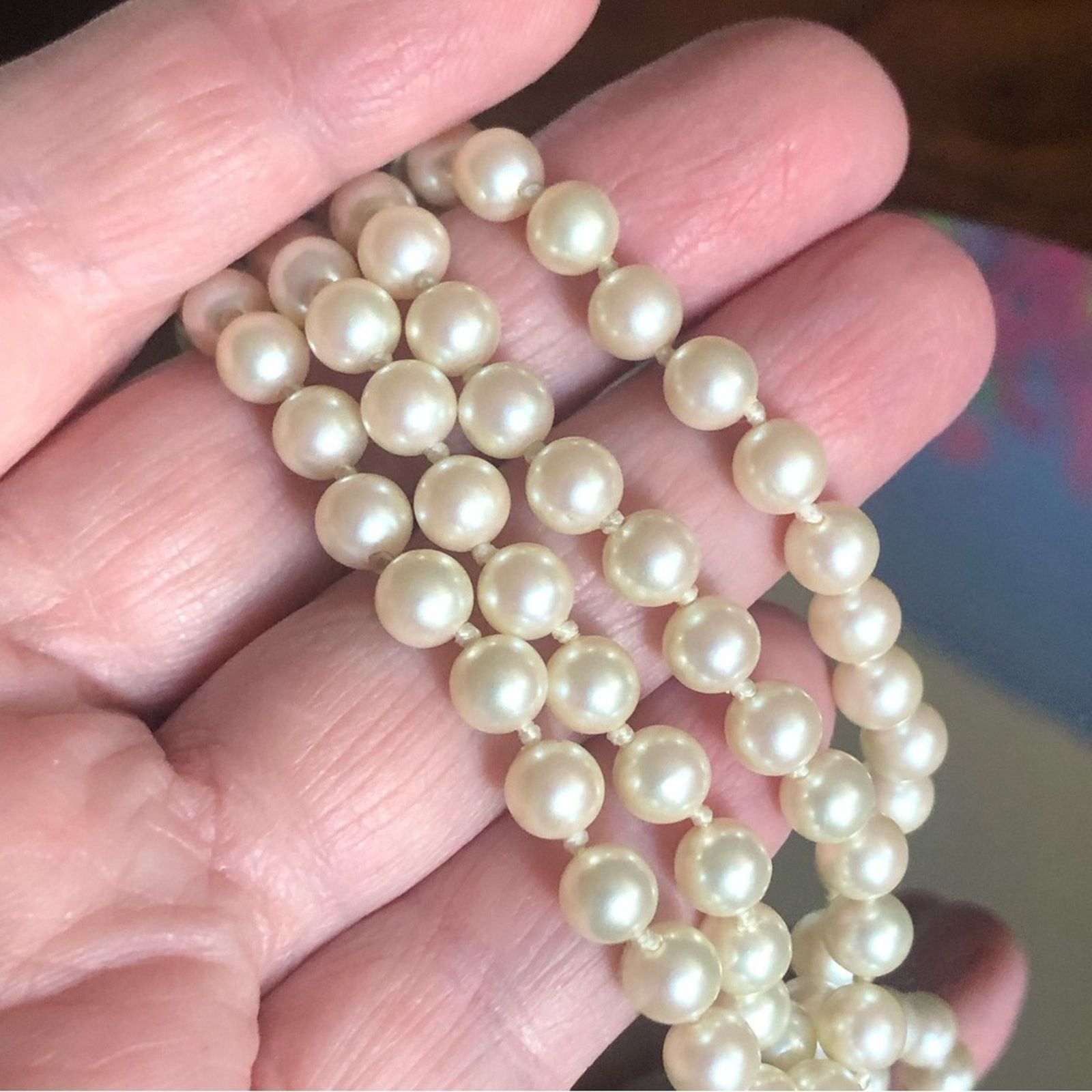 Vintage Vintage Marvella hand knotted cream glass pearl necklace Size ONE SIZE - 12 Thumbnail