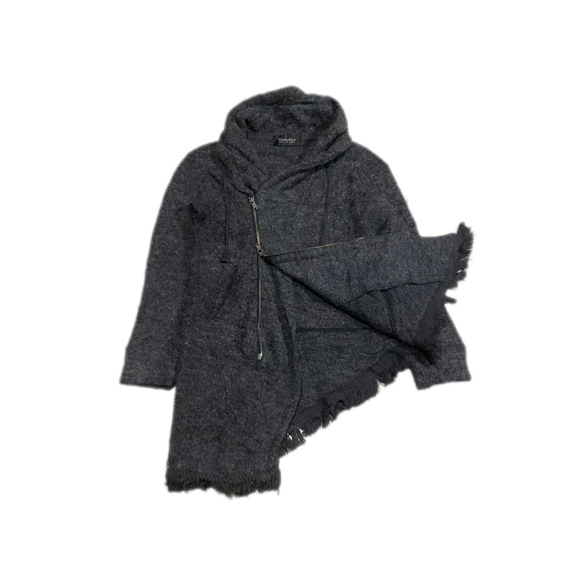 If Six Was Nine × Japanese Brand × Tornado Mart 🔥Sick Y2K Archived Tornado Mart Frayed Asymmetric Wool Coat Size US M / EU 48-50 / 2 - 3 Thumbnail