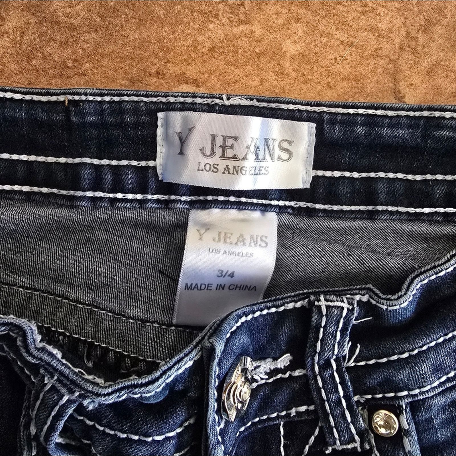 Other Dark Denim | Y JEANS | Diamond Detailed Jean Size 27" / US 4 / IT 40 - 4 Thumbnail