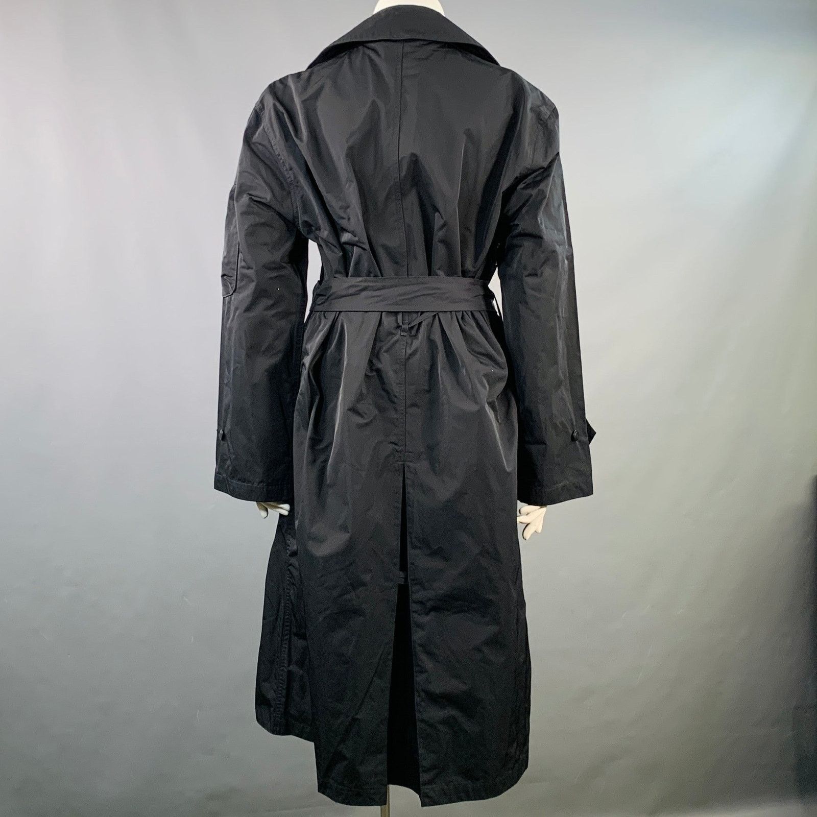Random Identities RANDOM IDENTITIES Size L Black Polyester Belted Trench Coat Size L / US 10 / IT 46 - 4 Thumbnail