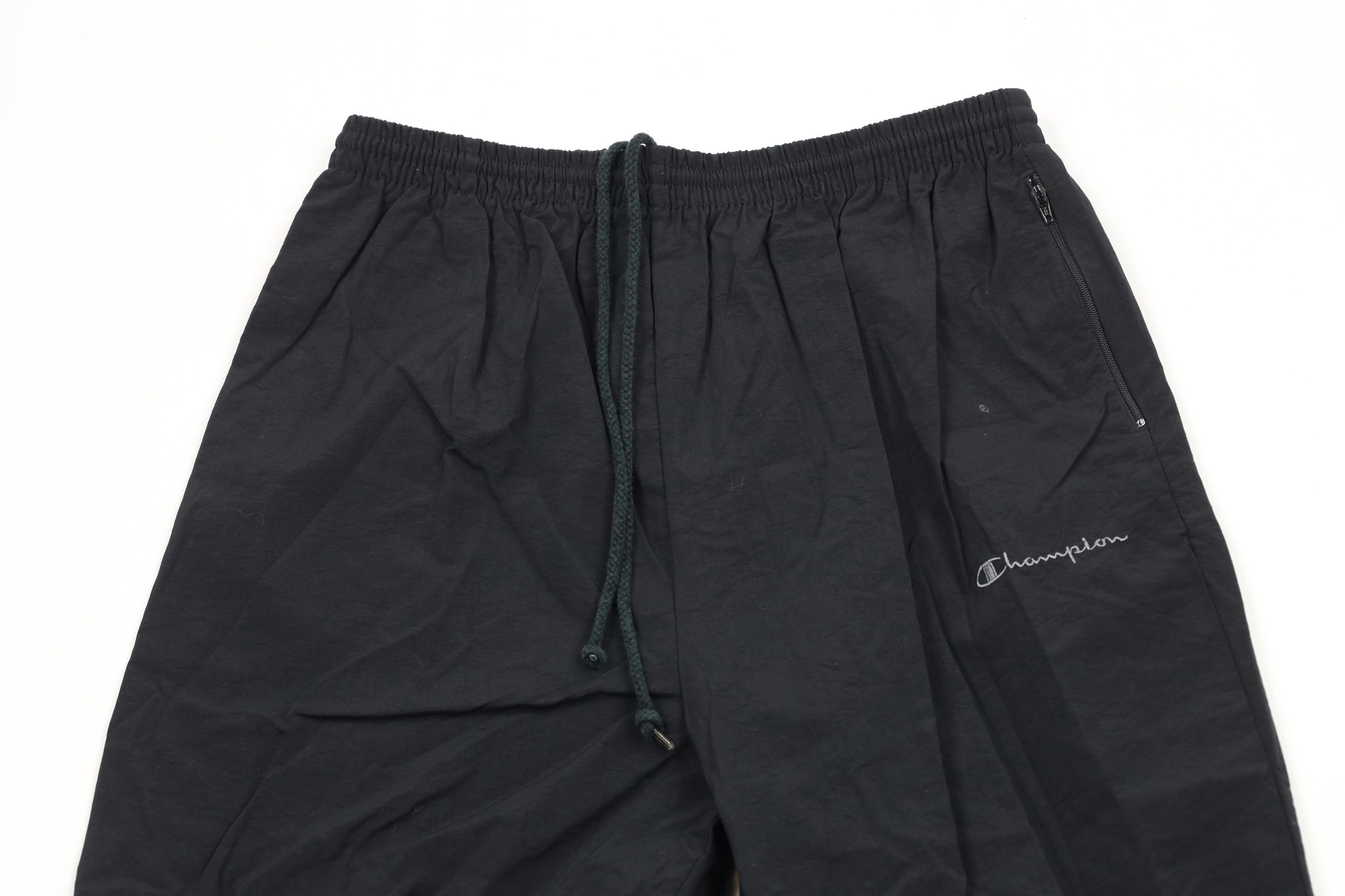 Champion × Vintage Vintage 90s Champion Cuffed Nylon Joggers Jogger Pants Black Size US 36 / EU 52 - 2 Thumbnail