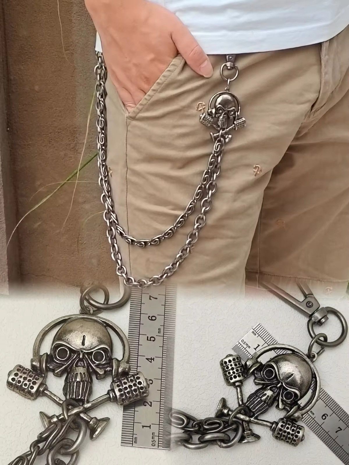 Jewelry Retro Skull Silvery Bilayer Body Pant Waist Chain Size ONE SIZE - 5 Thumbnail