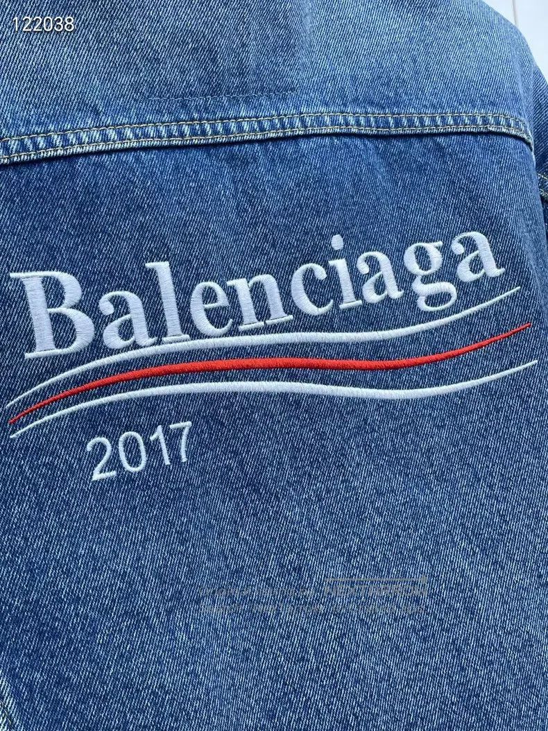 Balenciaga Balenciaga Distressed Embroidered Letter Denim Jacket Size US S / EU 44-46 / 1 - 3 Thumbnail