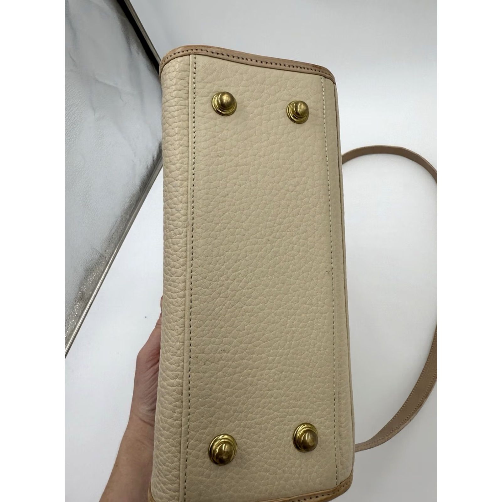 Dooney & Bourke VINTAGE Dooney & Bourke Crossbody Purse USA Pebbled Leather Brown Tan Solid Brass Buckle Zip Women Size ONE SIZE - 6 Thumbnail