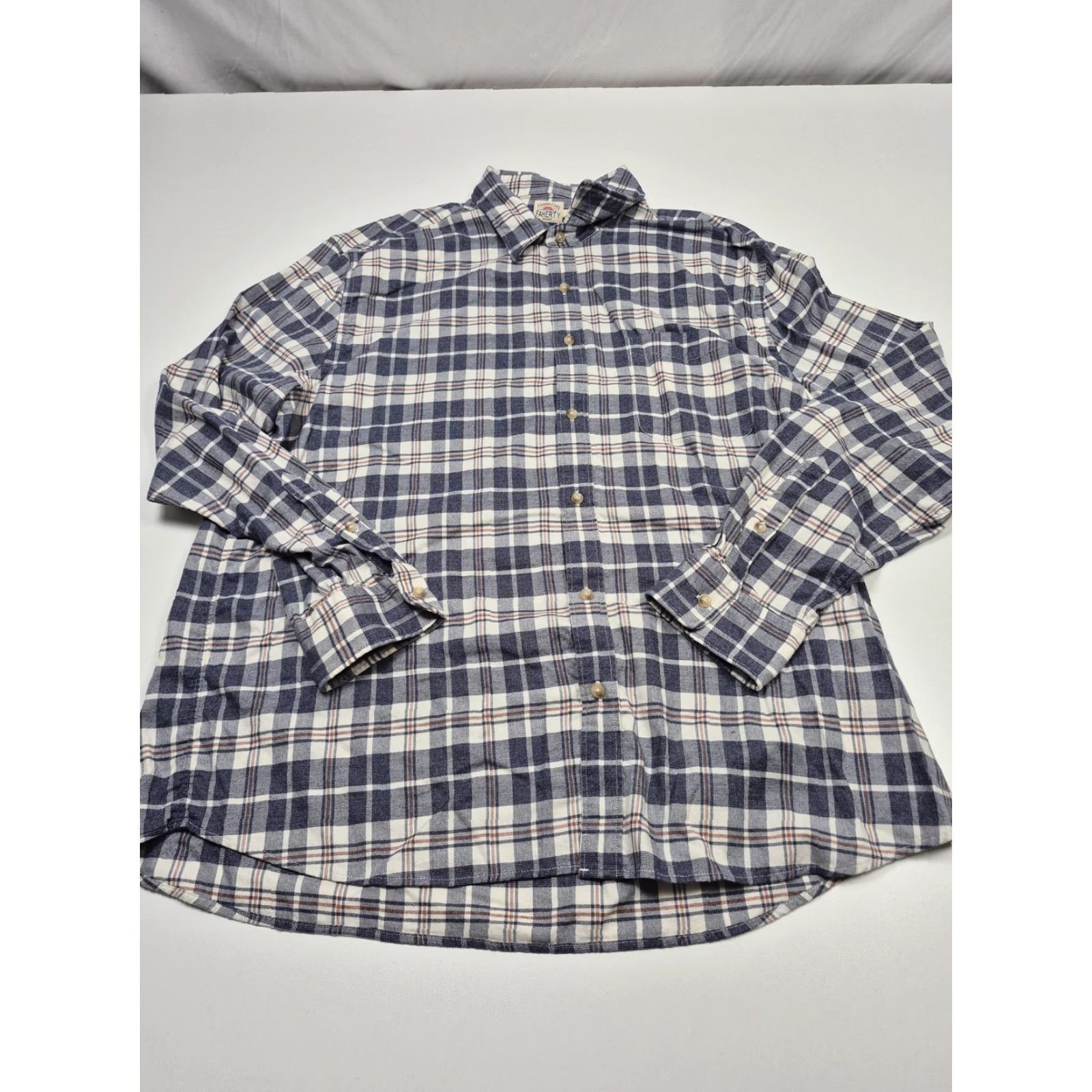 Faherty Faherty Men's Flannel Shirt 2XL Blue Plaid Button-Up Long Sleeve Cotton 100% Casual Fall Mens Size US XXL / EU 58 / 5 - 2 Thumbnail