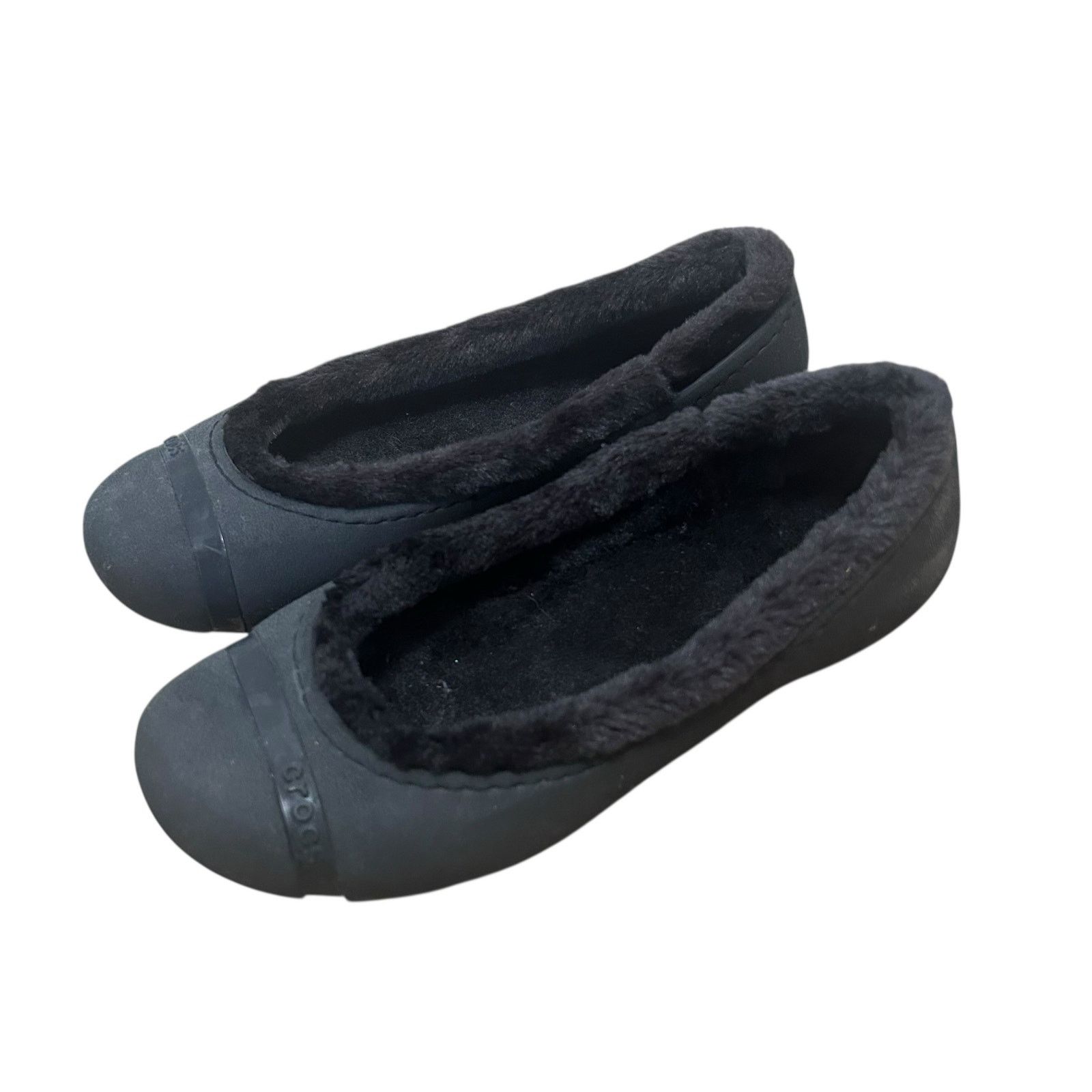Crocs Crocs Black Fur Lined Flats Sz 7 Size US 7 / IT 37 - 3 Thumbnail