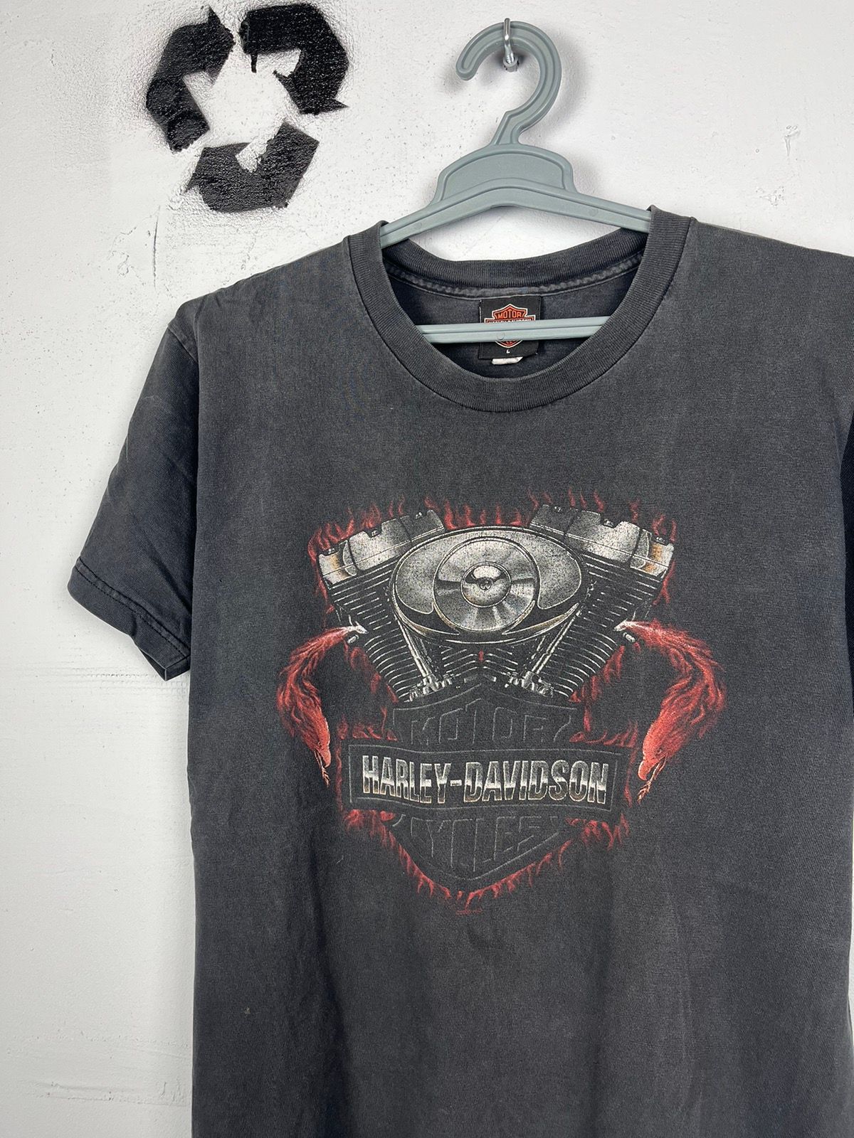 Pre-owned Harley Davidson 2000  T-shirt Faded In Faded Black