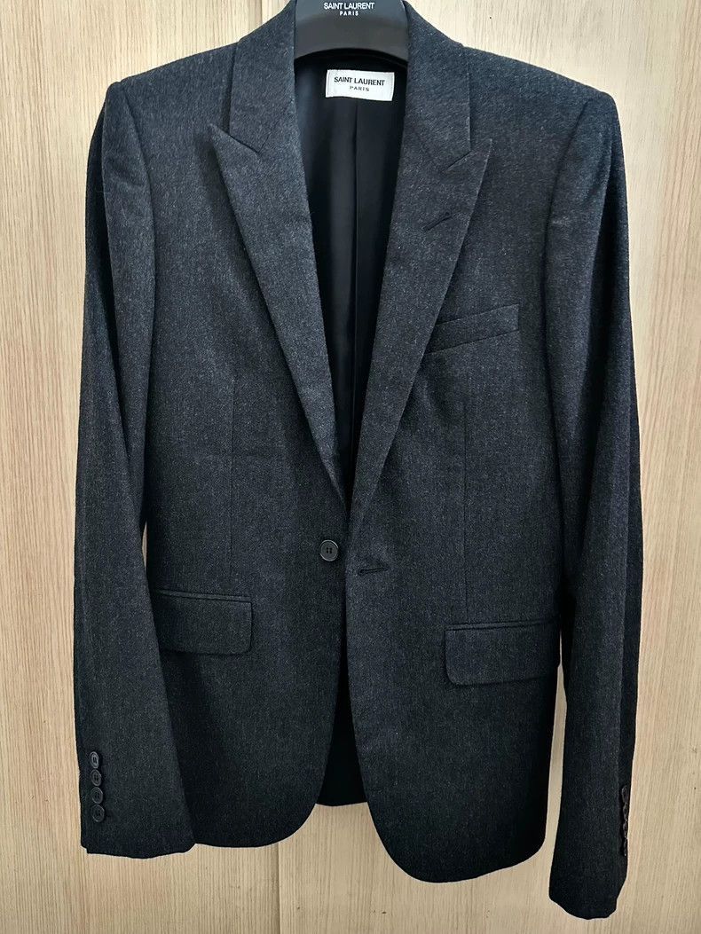 Saint Laurent Paris Saint Laurent Paris Snowflake grey cashmere lapel collar su Size US S / EU 44-46 / 1 - 6 Thumbnail