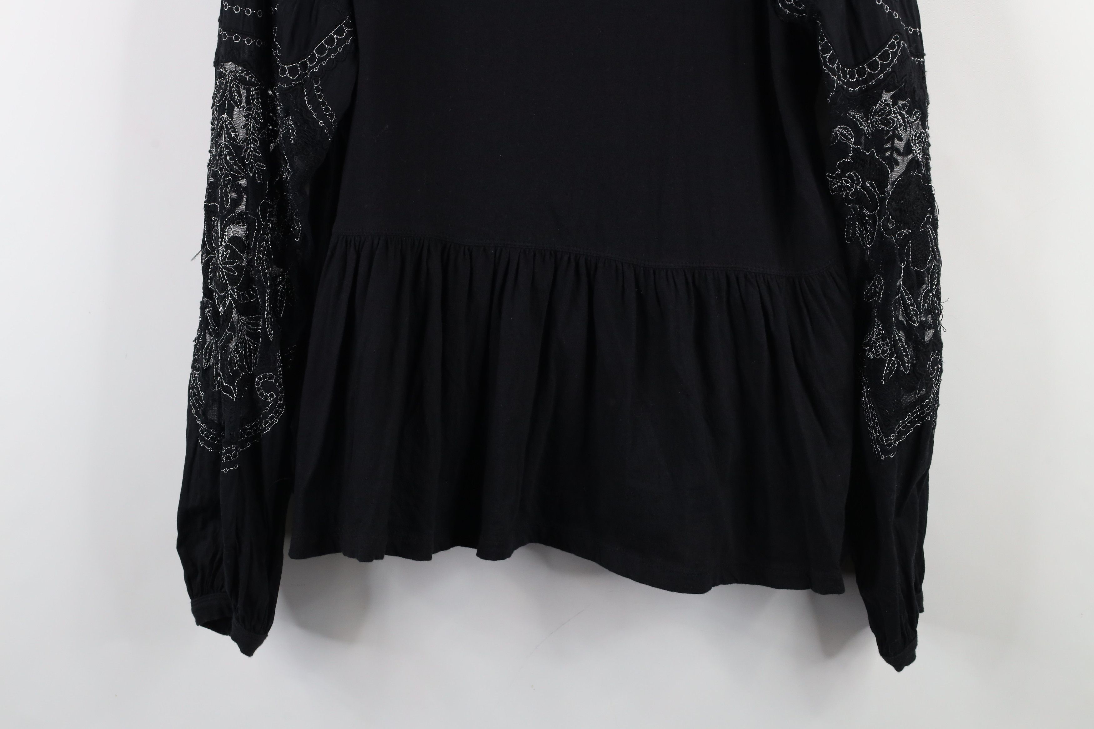 Free People × Vintage Free People Chic Ruffled Lace Flower Puff Sleeve Shirt Top Size S / US 4 / IT 40 - 3 Thumbnail