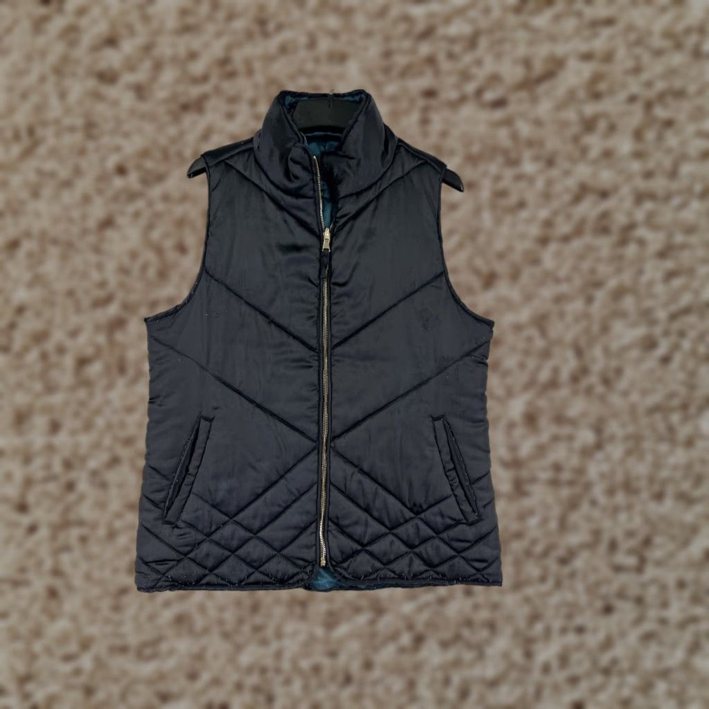 Vintage VEST Women Medium Black Full Zip Quilted Lined Pockets Mock Neck Zip Vest Women M Black Quilted Pockets Full Zip Mock Neck Fall Spring Women Mens? Size M / US 6-8 / IT 42-44 - 1 Thumbnail