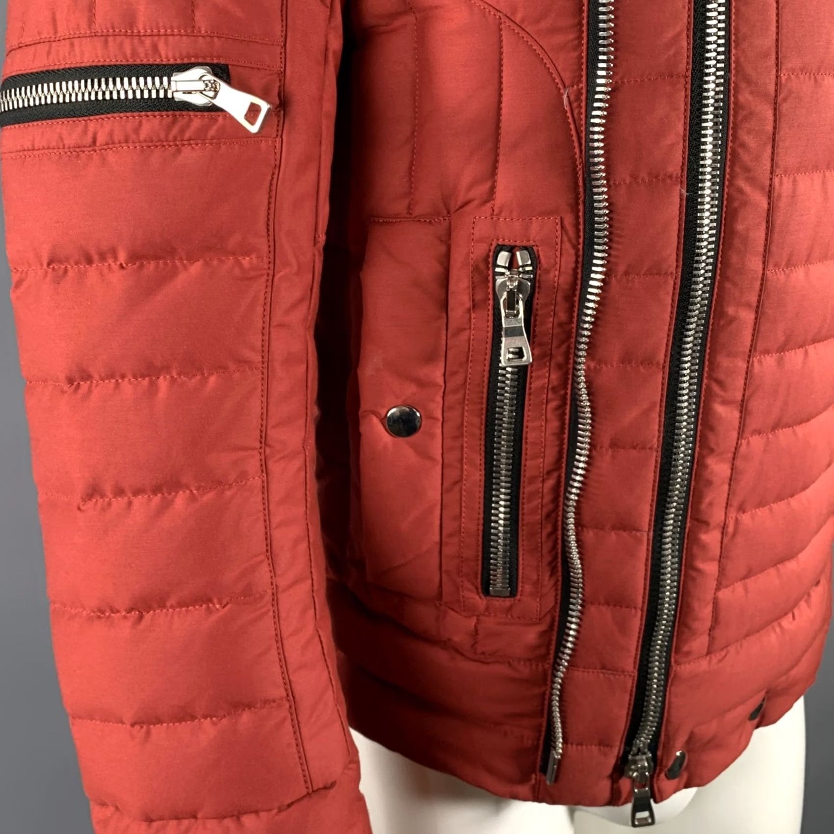 Balmain BALMAIN Size S Red Brick Cotton Polyamide Quilted Jacket Mens Jacket Size US S / EU 44-46 / 1 - 6 Thumbnail