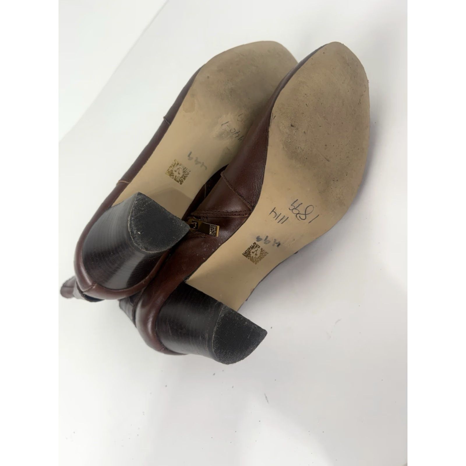 Anne Klein Anne Klein Gansee Brown Leather Boots 2.5in Chunky Heel Womens Size 6M Size US 6 / IT 36 - 7 Thumbnail