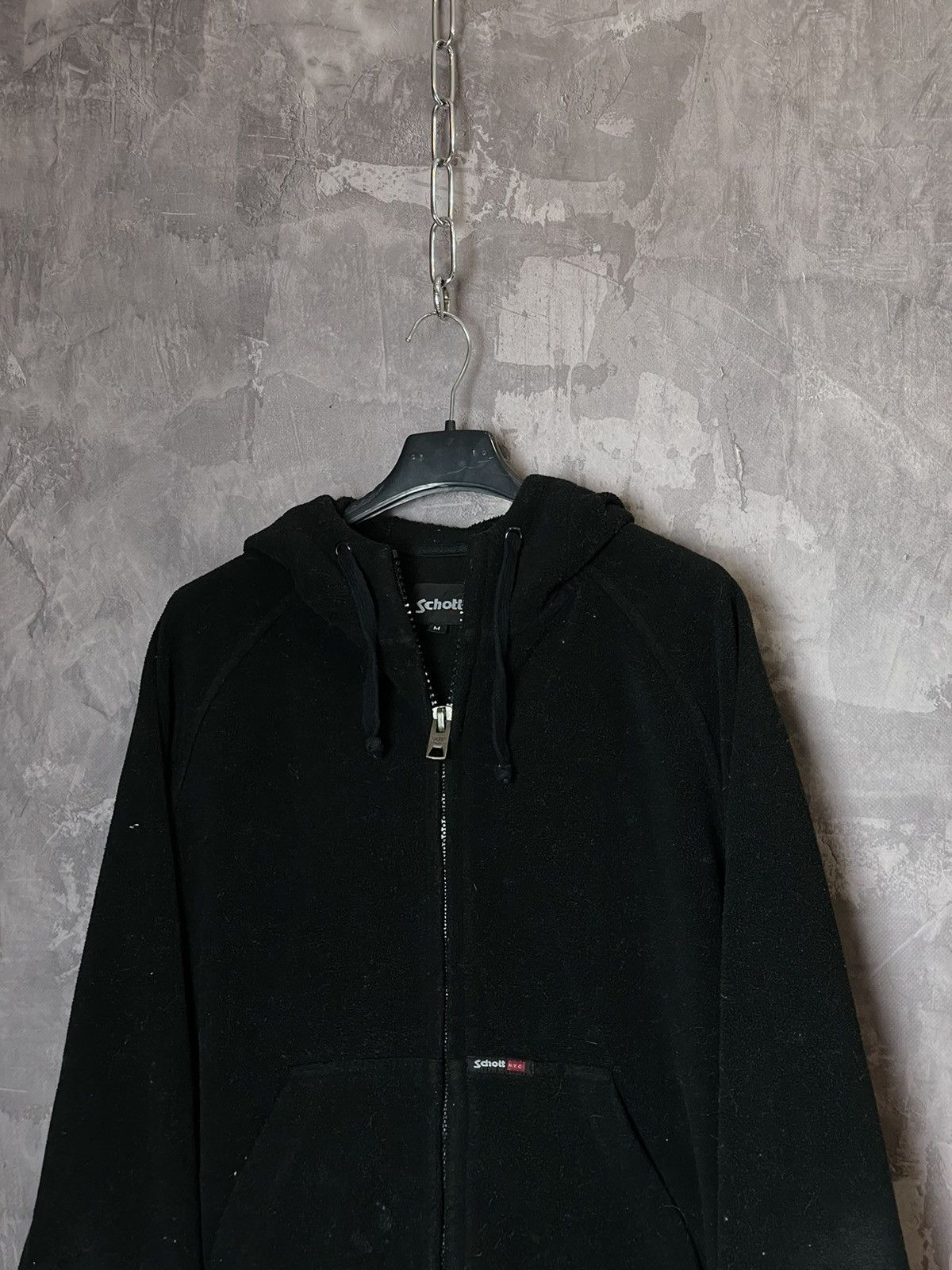 Schott Vintage 90s Schott Fleece Zip Hoodie Sherpa Jacket Size US M / EU 48-50 / 2 - 5 Thumbnail