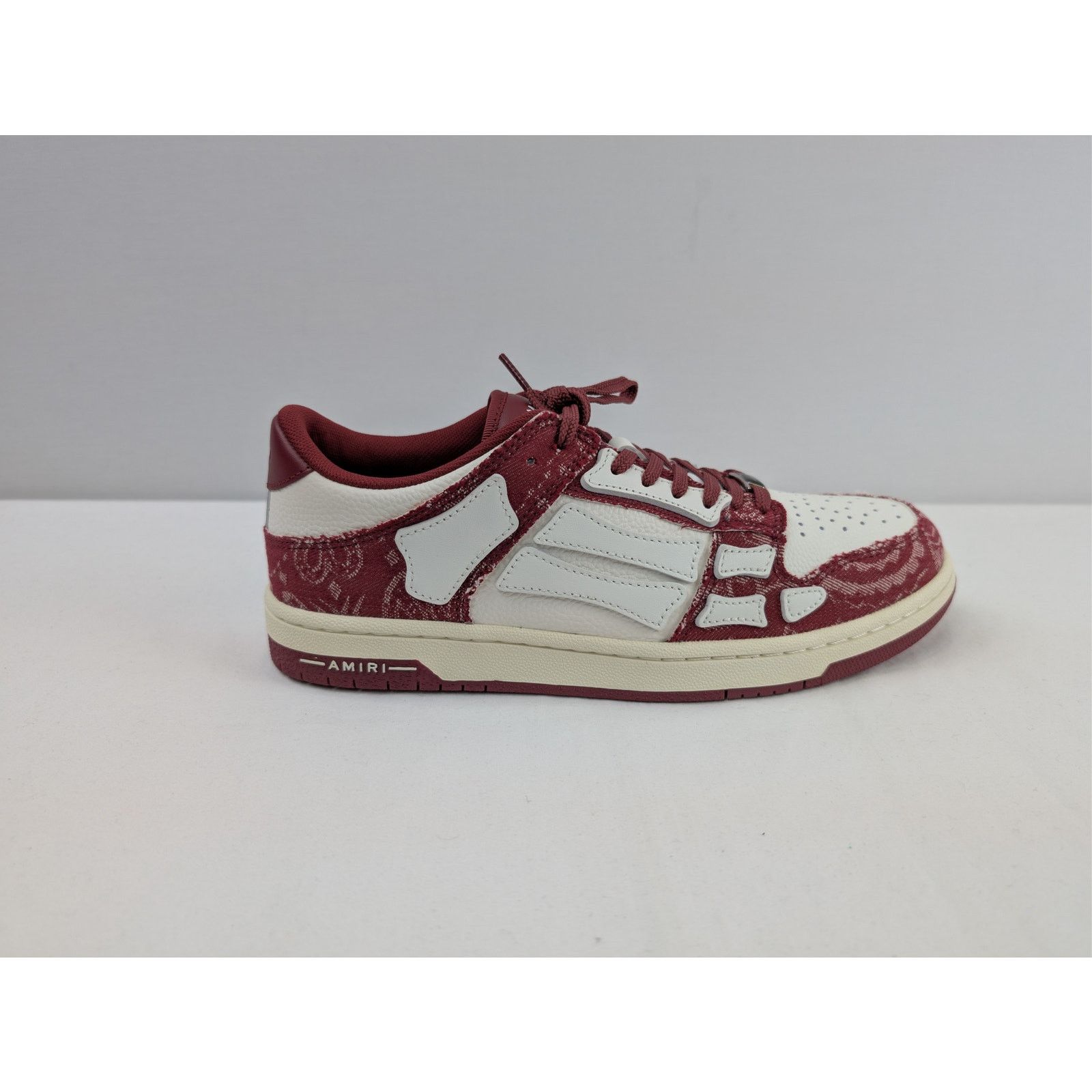 Amiri o1rshd1 Q:2/Bandana Denim Skeleton Top Low Sneakers Burgundy Size US 9 / EU 42 - 4 Thumbnail