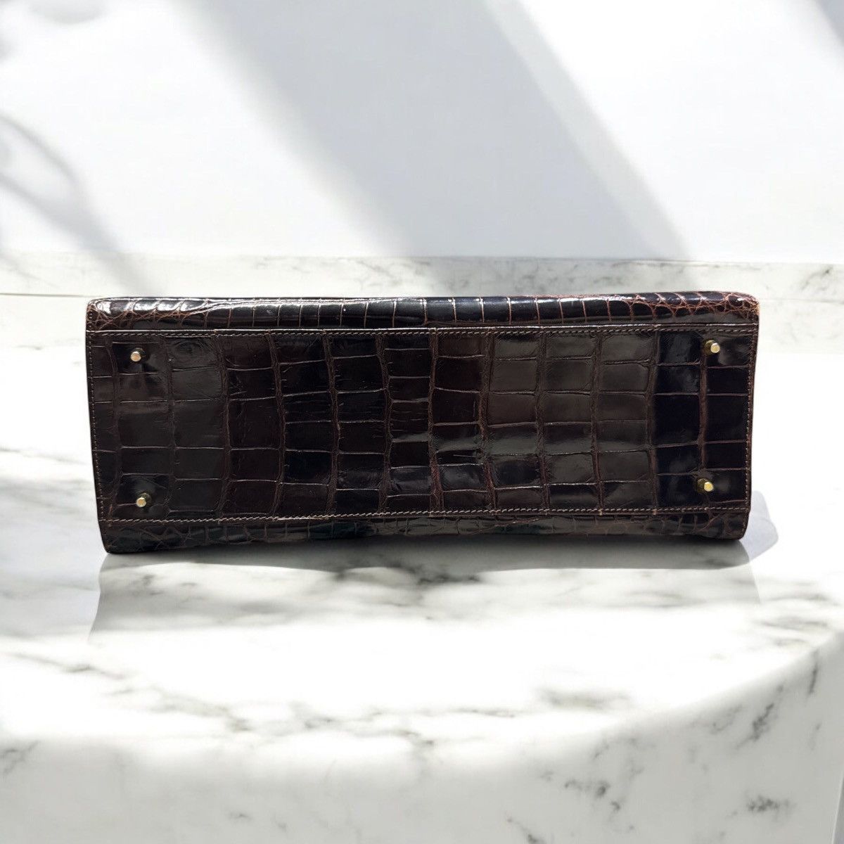 Genuine Leather VINTAGE BIANCHI & NARDI DARK BROWN CROCODILE LEATHER BAG Size ONE SIZE - 3 Thumbnail