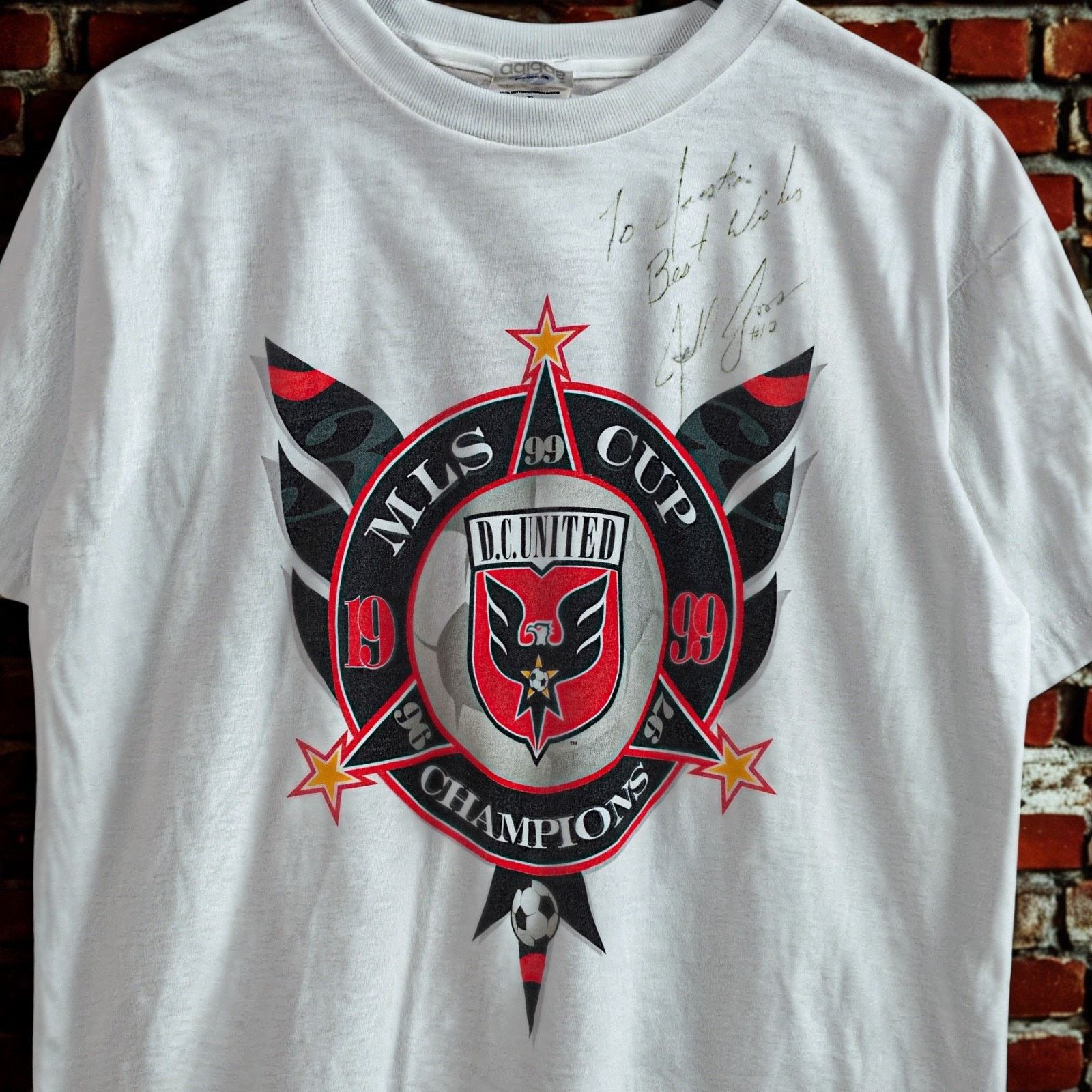 Adidas Jeff Agoos Signed DC United 99 MLS Cup Champs T-Shirt Adidas Size US S / EU 44-46 / 1 - 4 Thumbnail