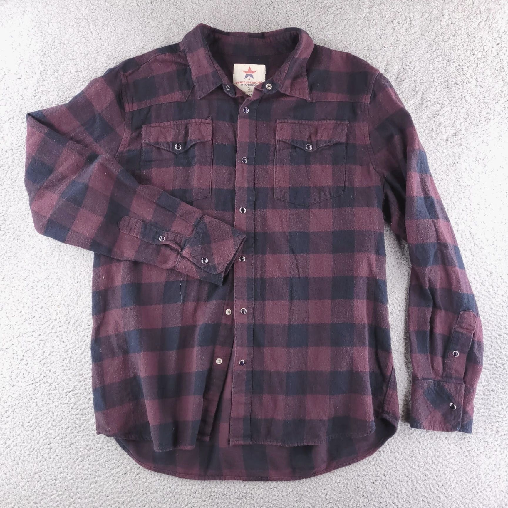 Rivieras Redneck Riviera Shirt Mens XL Red Black Flannel Long Sleeve Button UP Check Size US XL / EU 56 / 4 - 2 Thumbnail