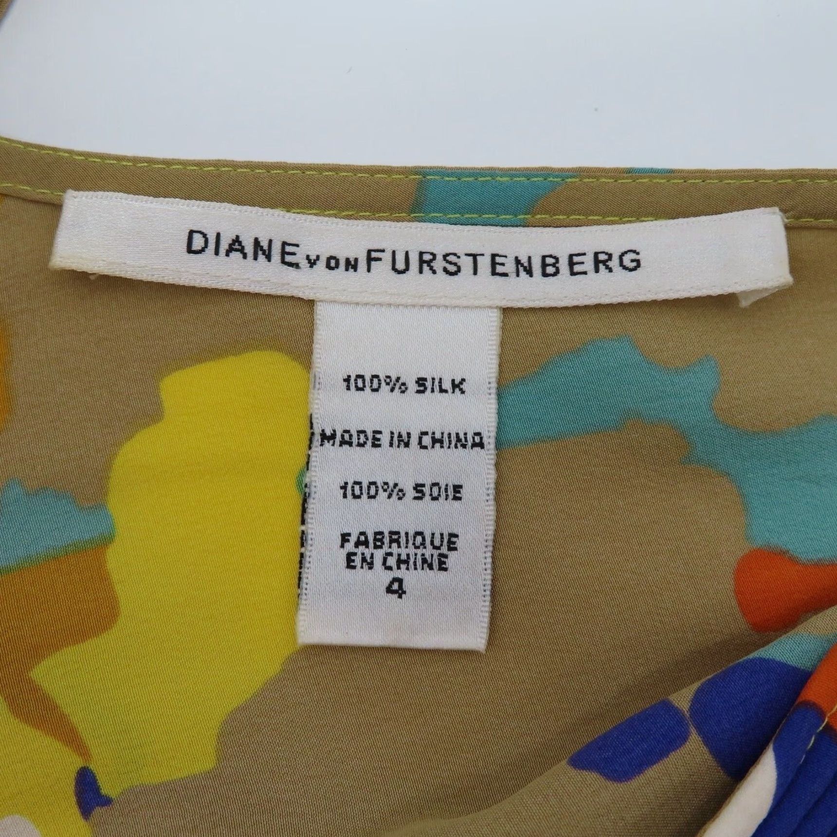 Diane von Furstenberg Diane von Furstenberg Tank Top Falyn Silk Yellow Beige Women 4 Sleeveless V-Neck Shirt Size S / US 4 / IT 40 - 6 Thumbnail