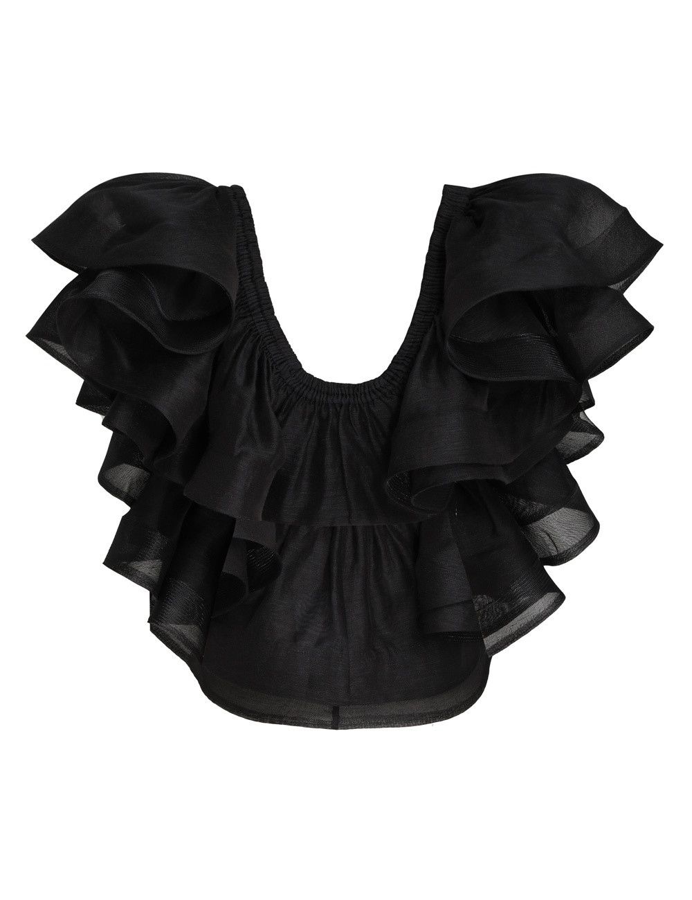 Zimmermann oc11z0425 Sensory Frill Bodice Blouse in Black Size L / US 10 / IT 46 - 1 Thumbnail