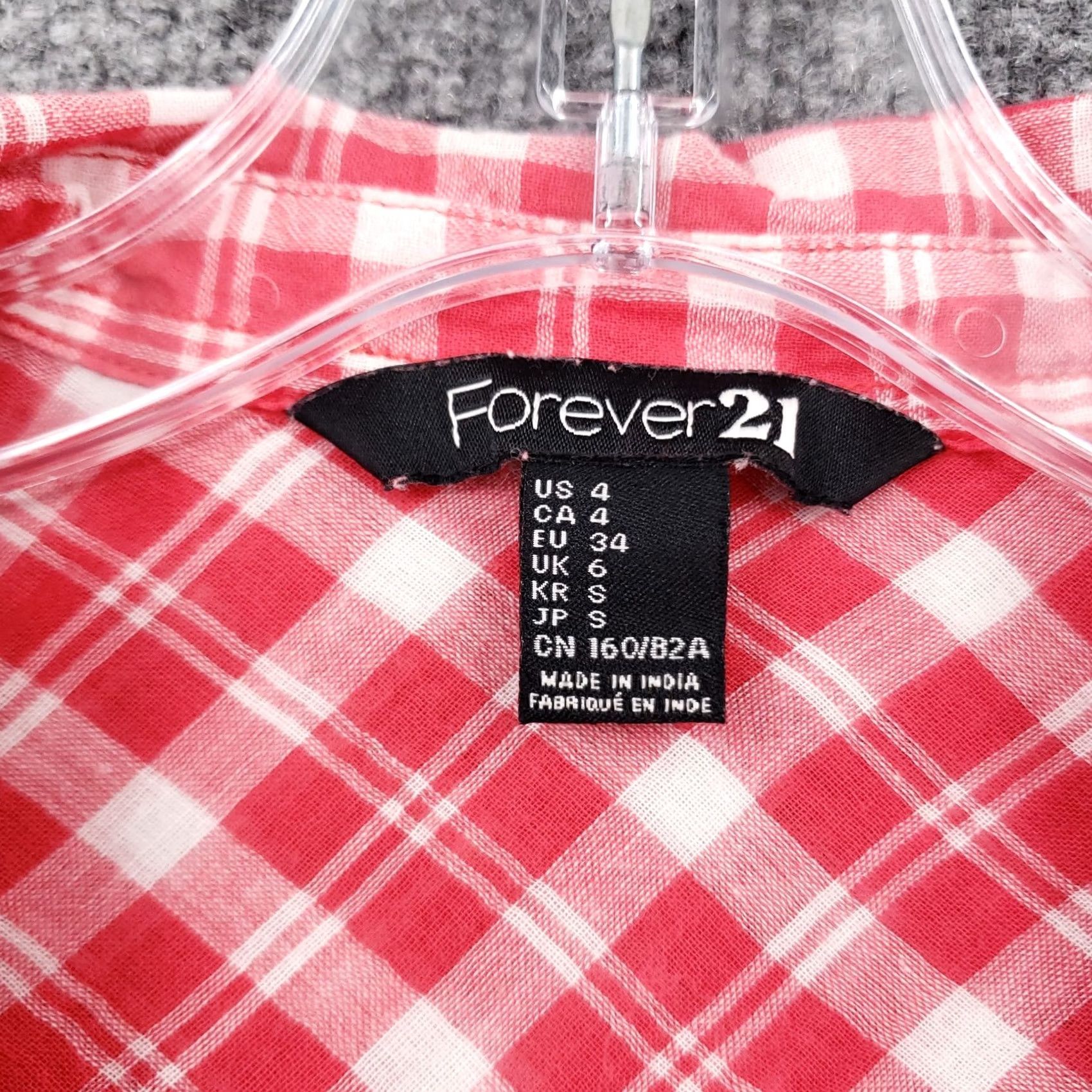 Forever 21 FOREVER 21 Button-Up Shirt Womens 4 Red Plaid Long Sleeves Cotton Casual Size S / US 4 / IT 40 - 3 Thumbnail