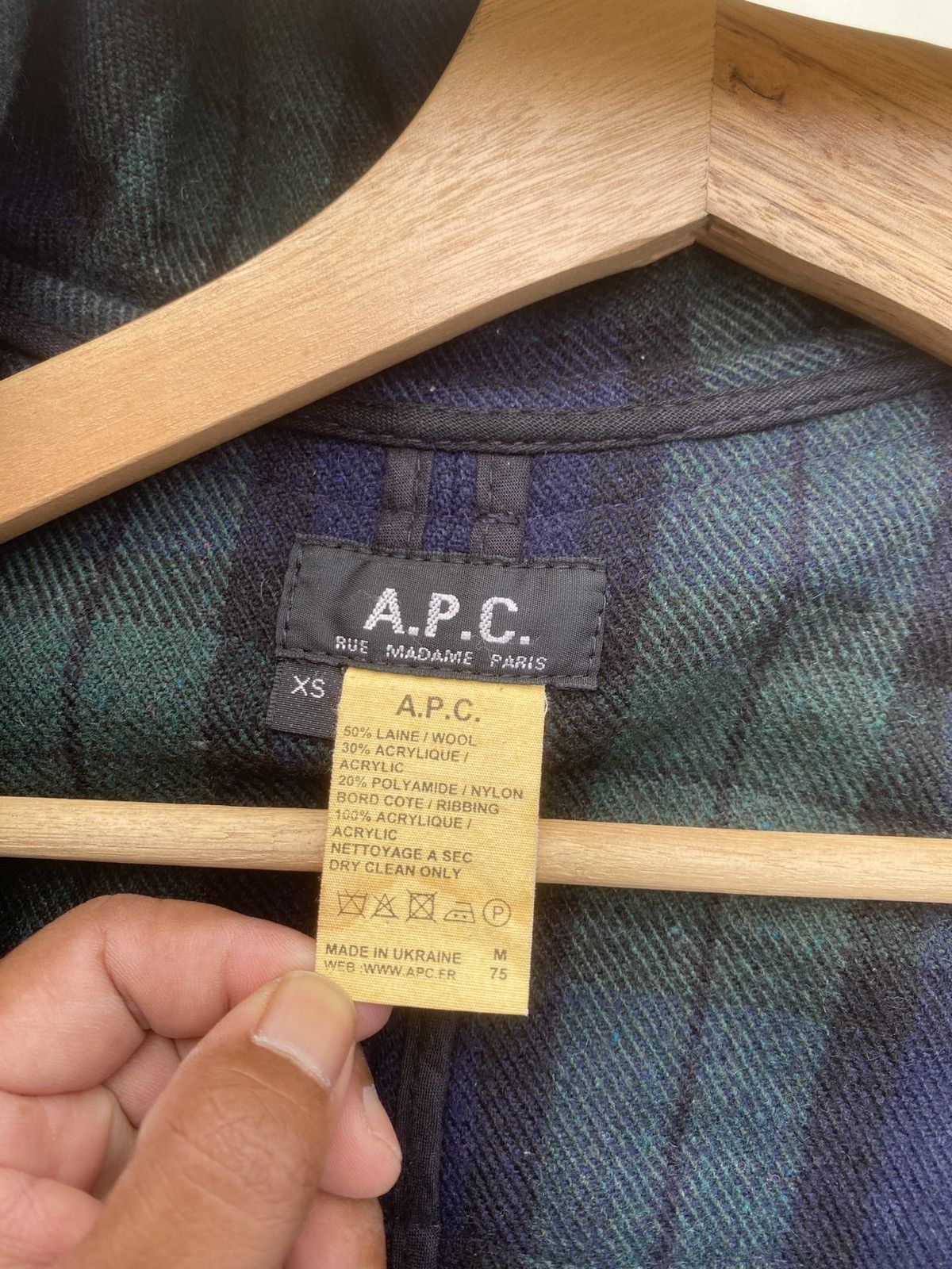 A.P.C. Rare Vintage A.P.C Checkered Wool Hooded Jacket Size US XS / EU 42 / 0 - 14 Thumbnail