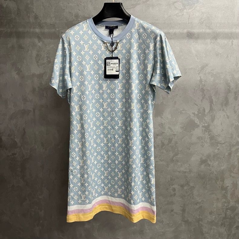 Louis Vuitton Louis Vuitton Blue Monogram Short-Sleeve Dress-yf Size US L / EU 52-54 / 3 - 1 Thumbnail