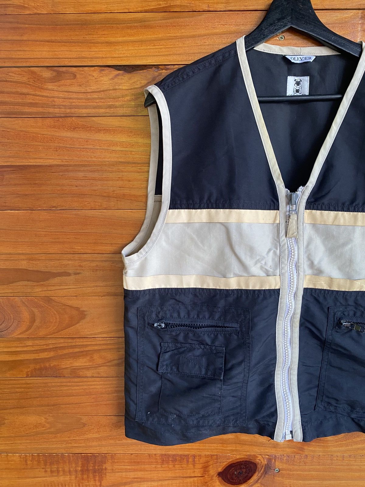 s.Oliver Vintage Oliver Two-Tone Utility Vest Black Beige – Unisex Size US M / EU 48-50 / 2 - 7 Thumbnail