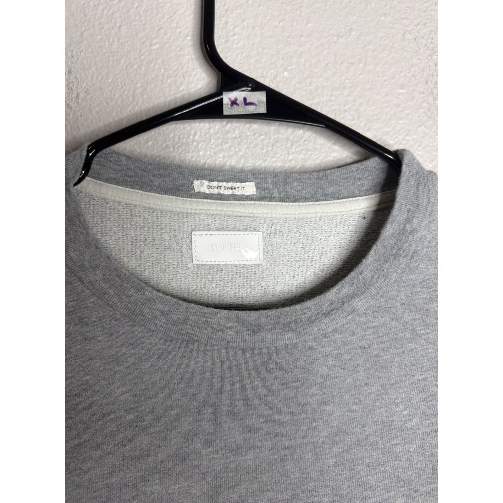 MOTHER Mother Sweatshirt Womens L Gray Fleece Shoulder Pads 80s 90s University US Made Regular Crew Neck Pullover Activewear Shirt Size L / US 10 / IT 46 - 3 Thumbnail
