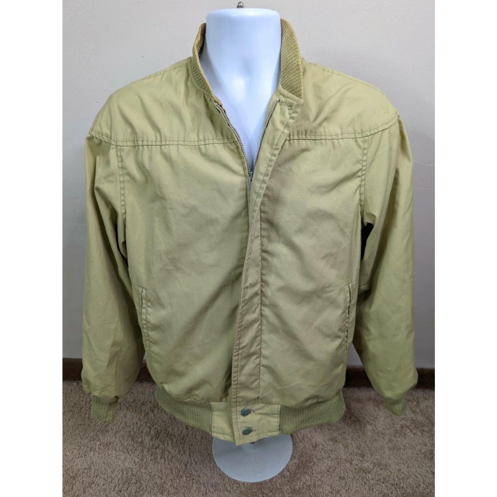 Vintage VINTAGE Land -N-Lakes Jacket Bomber Beige Coat Jacket M Mens Khaki Full Zip, All Seasons, Hunting, Field Battle/Coat Size US M / EU 48-50 / 2 - 2 Thumbnail