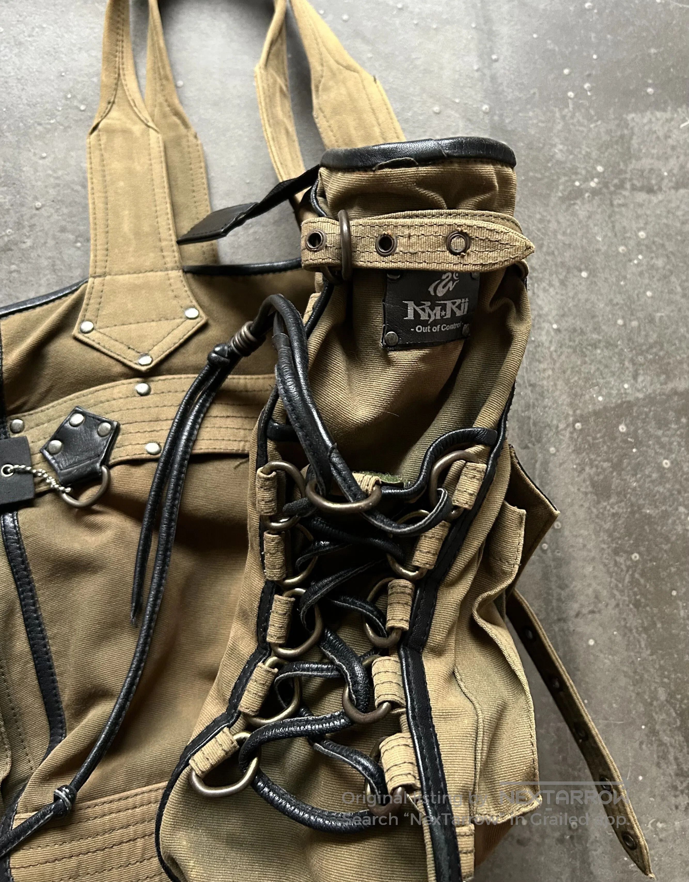 KMRii KMRII Studded Drawstring Denim Tote Bag. Size ONE SIZE - 6 Thumbnail