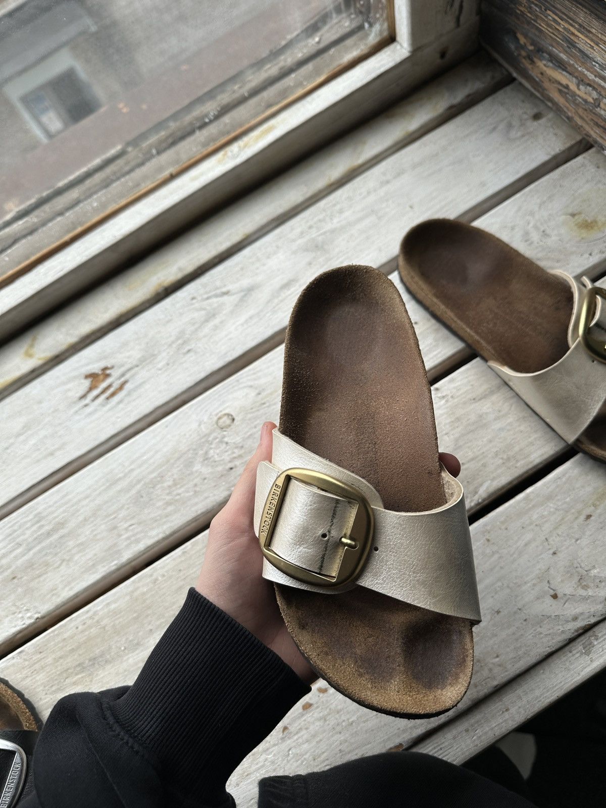 Birkenstock VNTG🚨 Birkenstock metal color Luxe Sandals rare slides Size US 6 / IT 36 - 3 Thumbnail