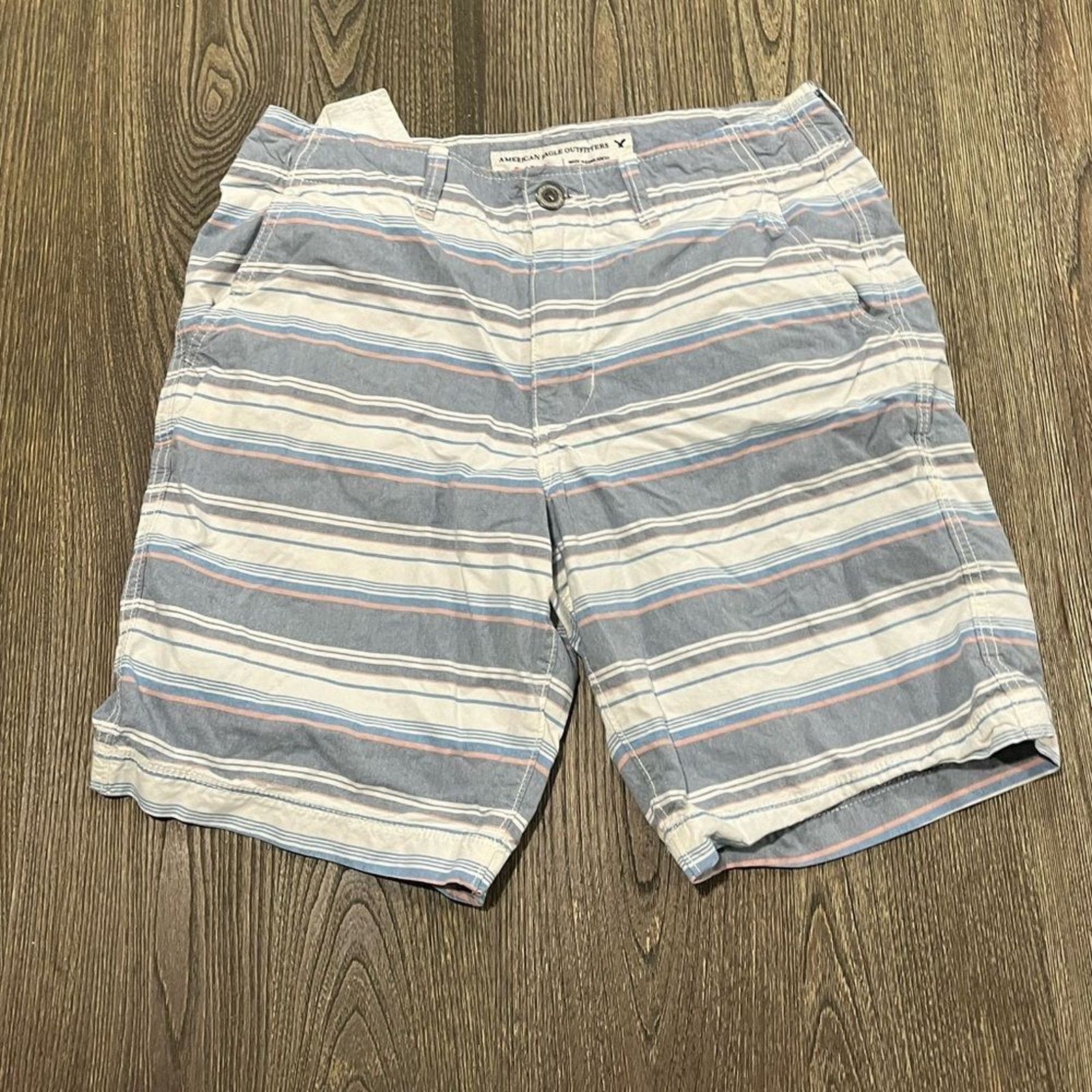 American Eagle Outfitters American Eagle Chino Short Classic Fit Striped Blue Size 32 Size US 32 / EU 48 - 1 Thumbnail
