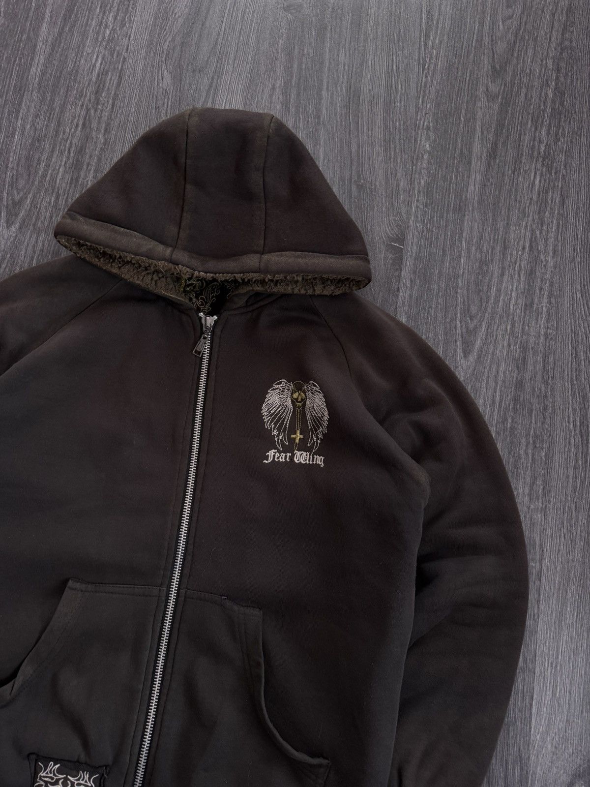 Vintage Y2K Vintage Fear Wing Sunfaded Fur Hoodie Size US L / EU 52-54 / 3 - 2 Thumbnail