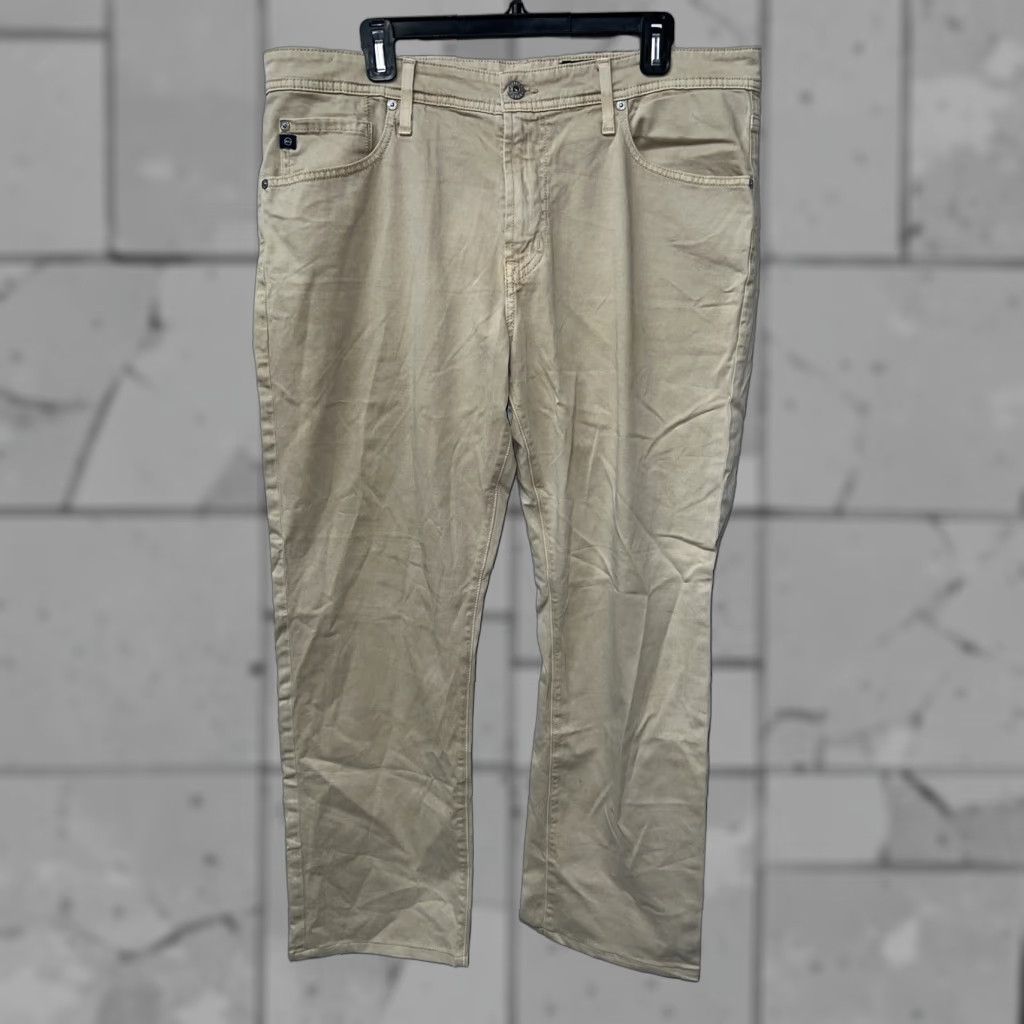Vintage AG Adriano Goldschmied The Graduate Tailored Leg Beige Pants Mens 36x32 Chino Beige 90s? (not allowed) Size US 36 / EU 52 - 1 Thumbnail