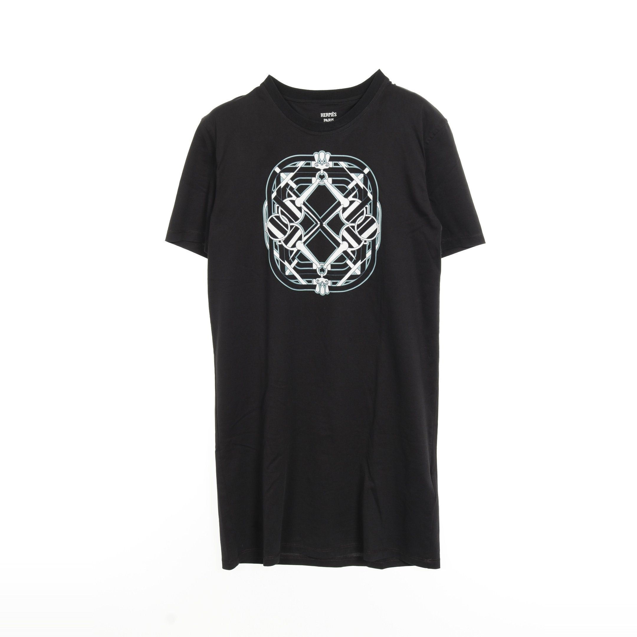 Hermes Hermes Cartouche T-Shirt One Piece Short Sleeve Cotton Black Size ONE SIZE - 1 Thumbnail
