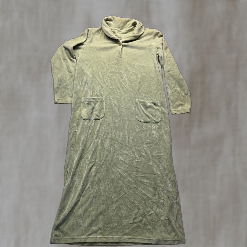 Olive Anne Lewin Robe Women Green Olive Kaftan Mock Neck Long Sleeve Button Front Size M Medium Adult Sleepwear Soft Polyester Viscose Fleece Size M / US 6-8 / IT 42-44 - 1 Thumbnail