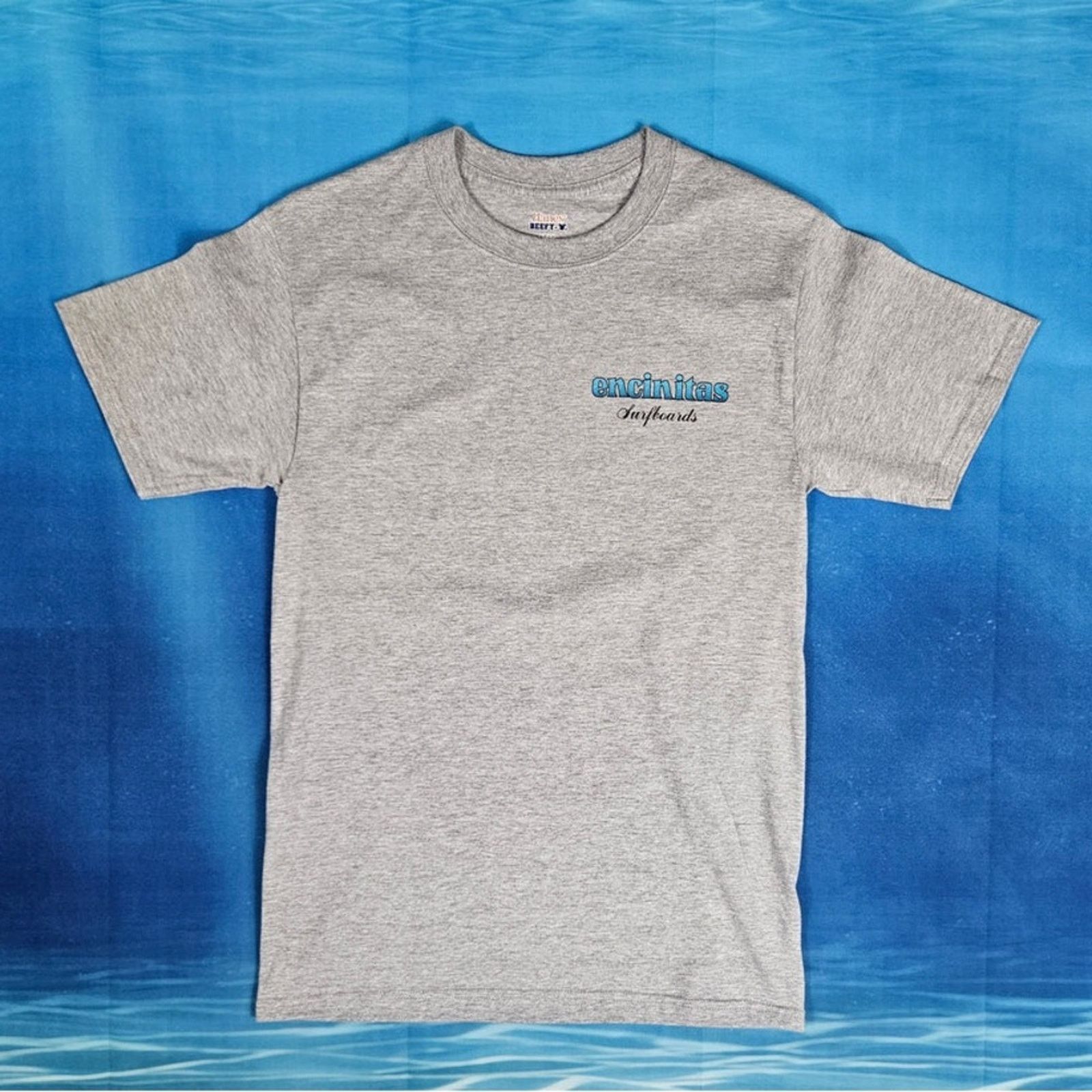 Hanes ENCINITAS Heather Grey Aqua Blue Logo Retro Tee Shirt Top M Size US M / EU 48-50 / 2 - 10 Thumbnail
