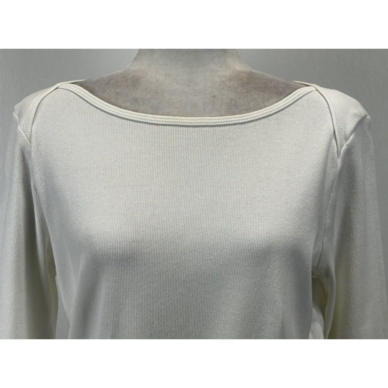Vintage Fresh Produce Boat Neck Top Women's White Stretch Cotton Blend XL Long Sleeve Size XL / US 12-14 / IT 48-50 - 5 Thumbnail