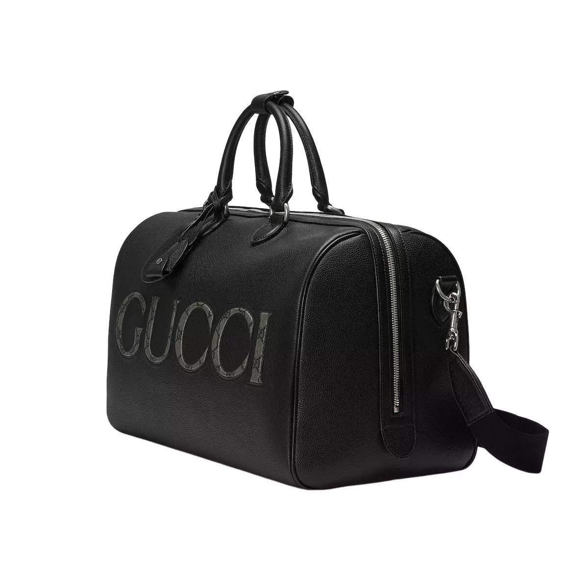 Gucci GUCCI Black Leather GG Trim Medium Duffle Bag Size ONE SIZE - 2 Thumbnail