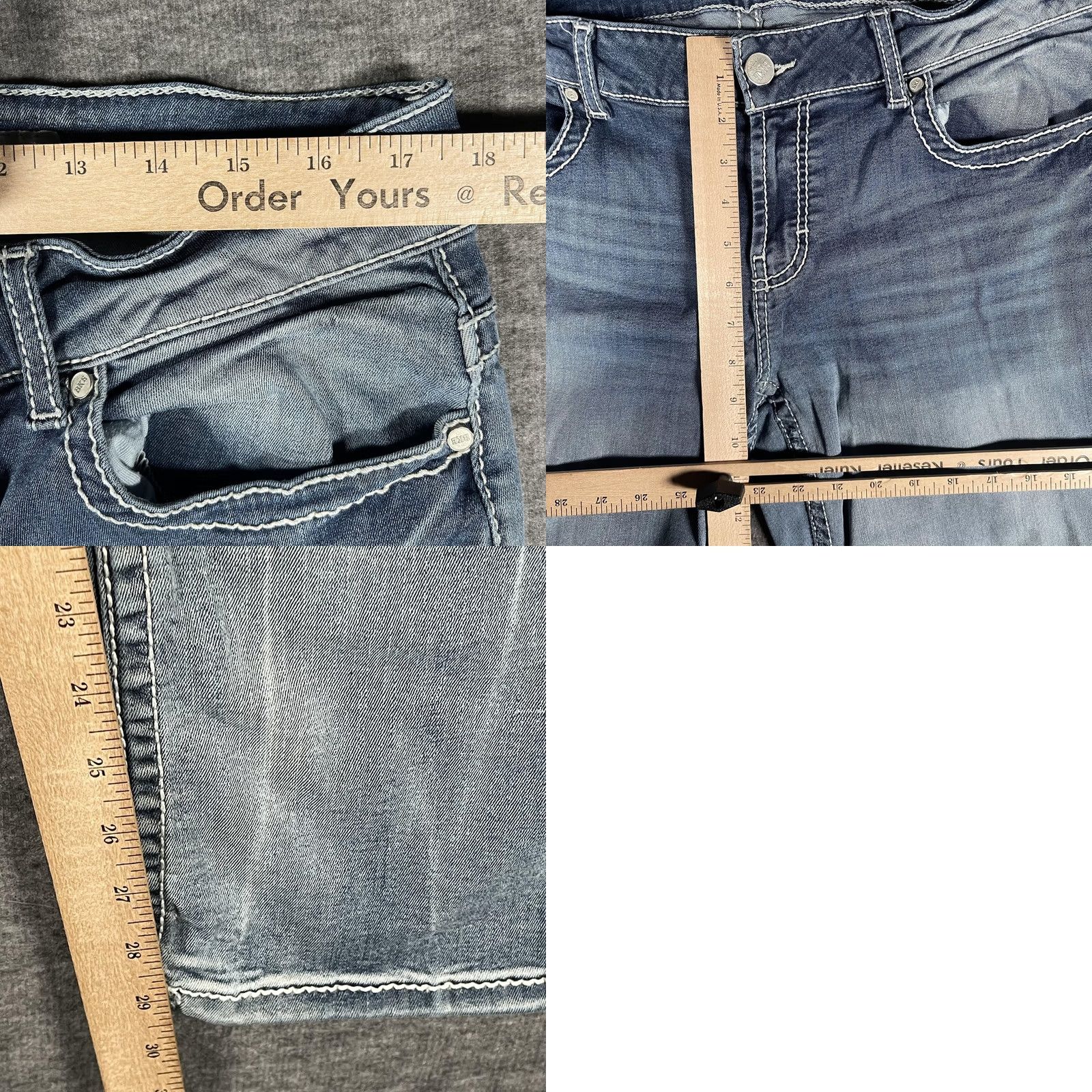 BKE BKE Culture Jeans Mens 34x31.5 Blue Light Wash Bootcut Denim Whiskered Stretch Pocket Zip Fly Size US 34 / EU 50 - 9 Thumbnail