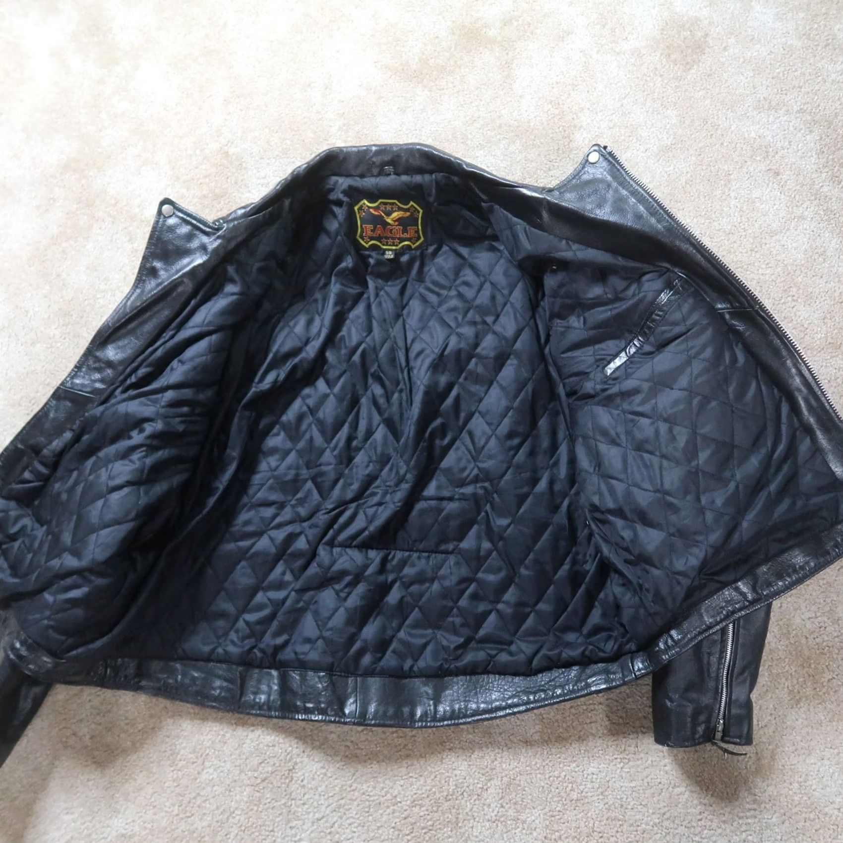 Vintage VINTAGE Eagle Leather Motorcycle Coat Men's 58 Black Bomber Jacket Lined Size US XXL / EU 58 / 5 - 5 Thumbnail