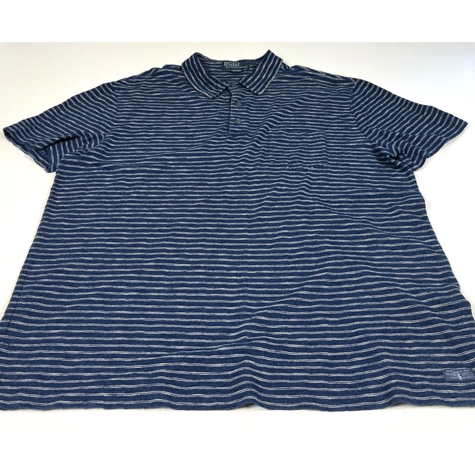 Polo Ralph Lauren Polo Ralph Lauren Polo Shirt Striped XL Navy Blue Mens Short Sleeve Polo Shirt, 100% Cotton, Casual Nautical, US-RL Coastal Resc. Size US XL / EU 56 / 4 - 3 Thumbnail