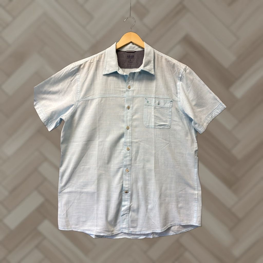 Izod VINTAGE Izod Saltwater Men's Short Sleeve Shirt XL Blue Hawaiian Graphic Print Casual Summer Size US XL / EU 56 / 4 - 1 Thumbnail