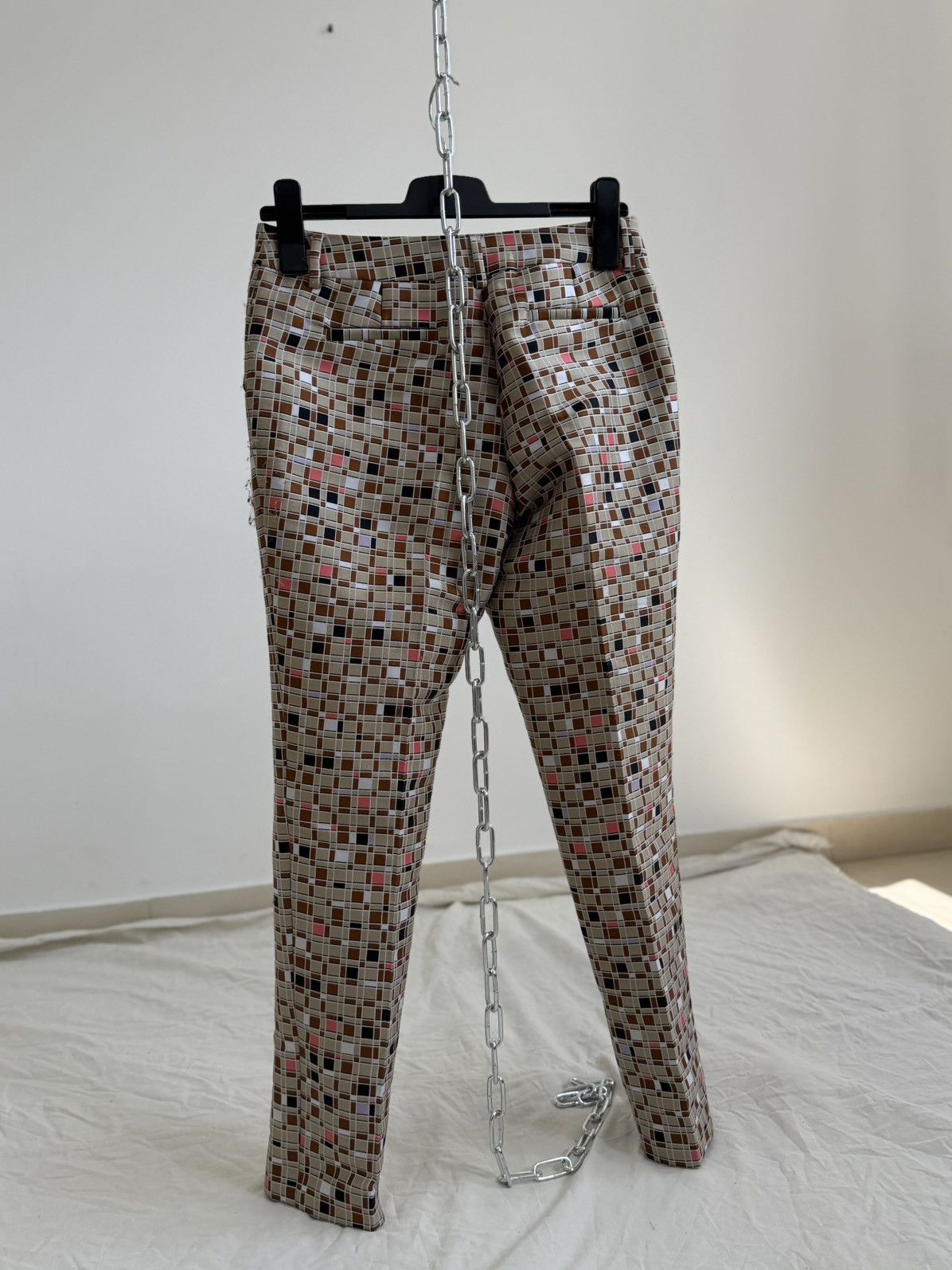 Fendi FENDI Italy Women's Geometric Pixel Grid Trousers Pants Silk Size 26" / US 2 / IT 38 - 8 Thumbnail